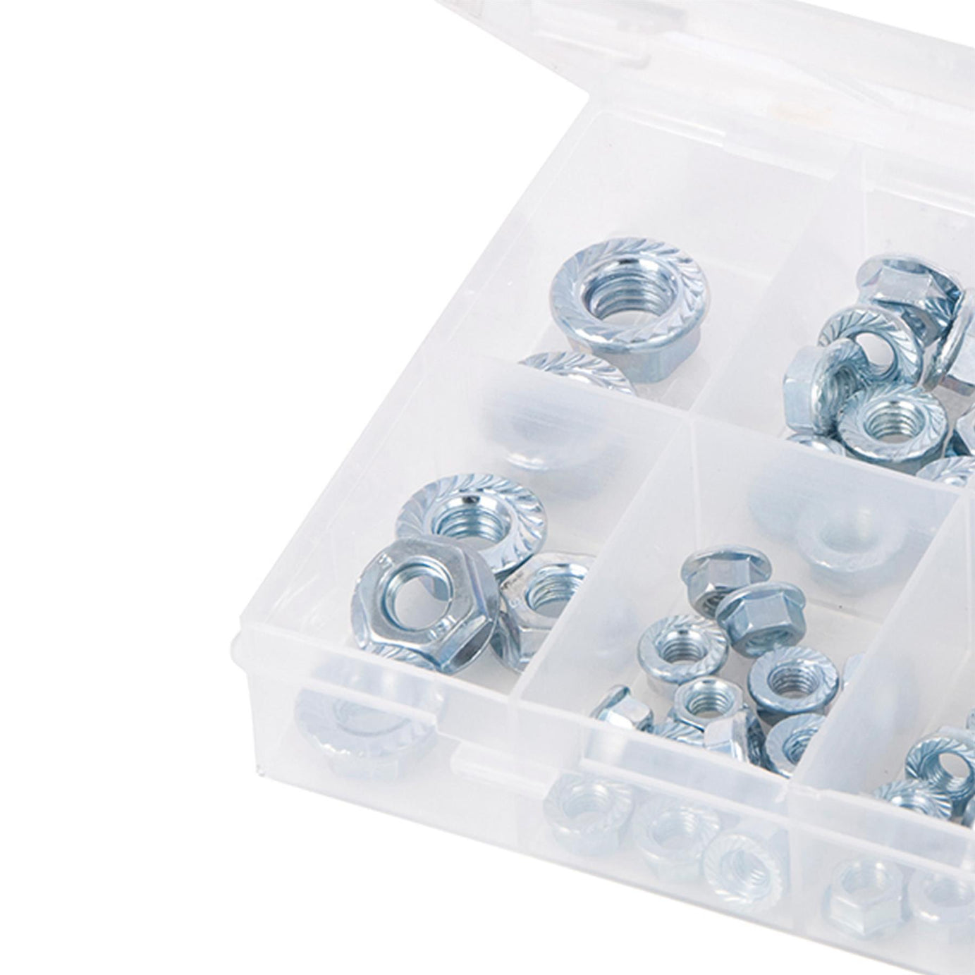 78Pc Flange Nuts Pack M5-M12 Strong Secure Uneven Fastening Surface Zinc Plated