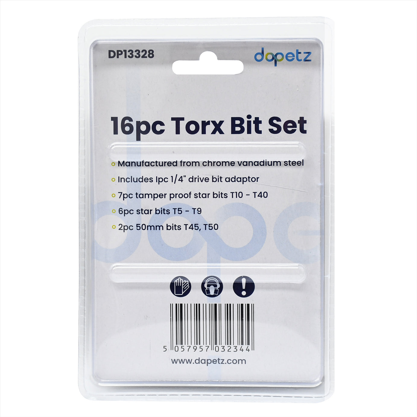 16Pc Torx Bit Set with Drive