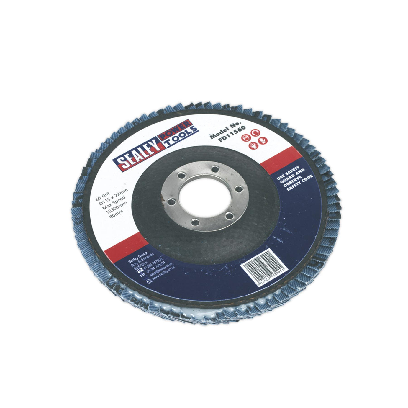 Sealey Flap Disc Zirconium 115mm Ø22mm Bore 60Grit