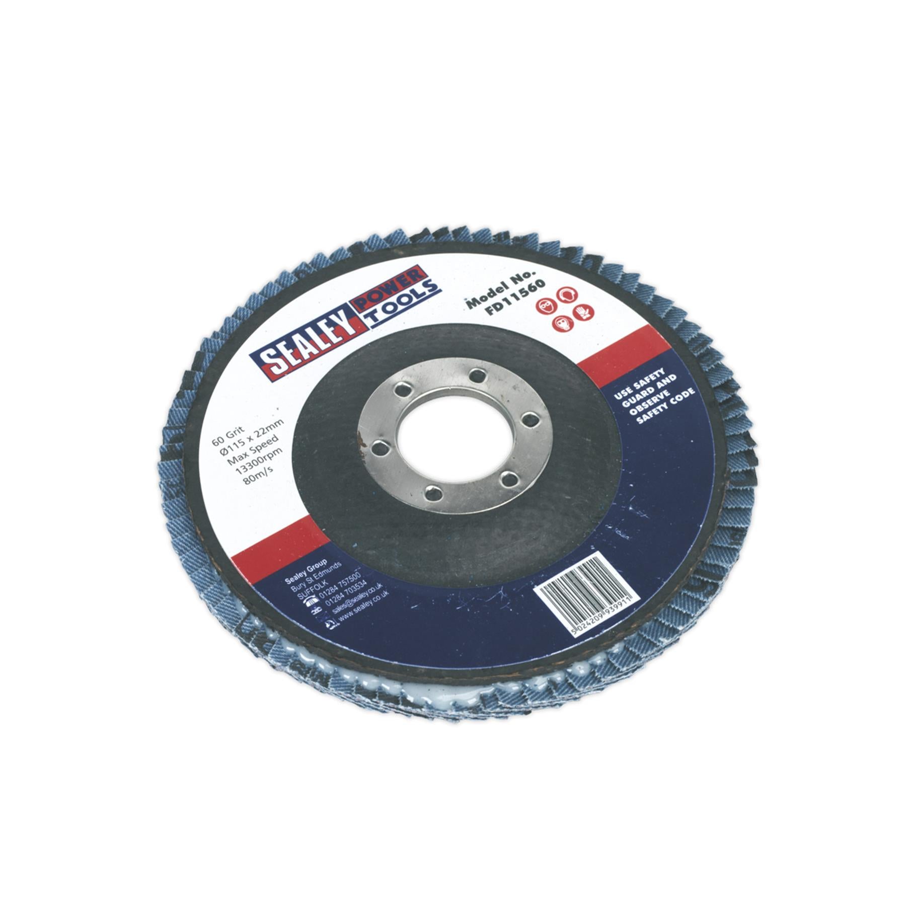 Sealey Flap Disc Zirconium 115mm Ø22mm Bore 60Grit