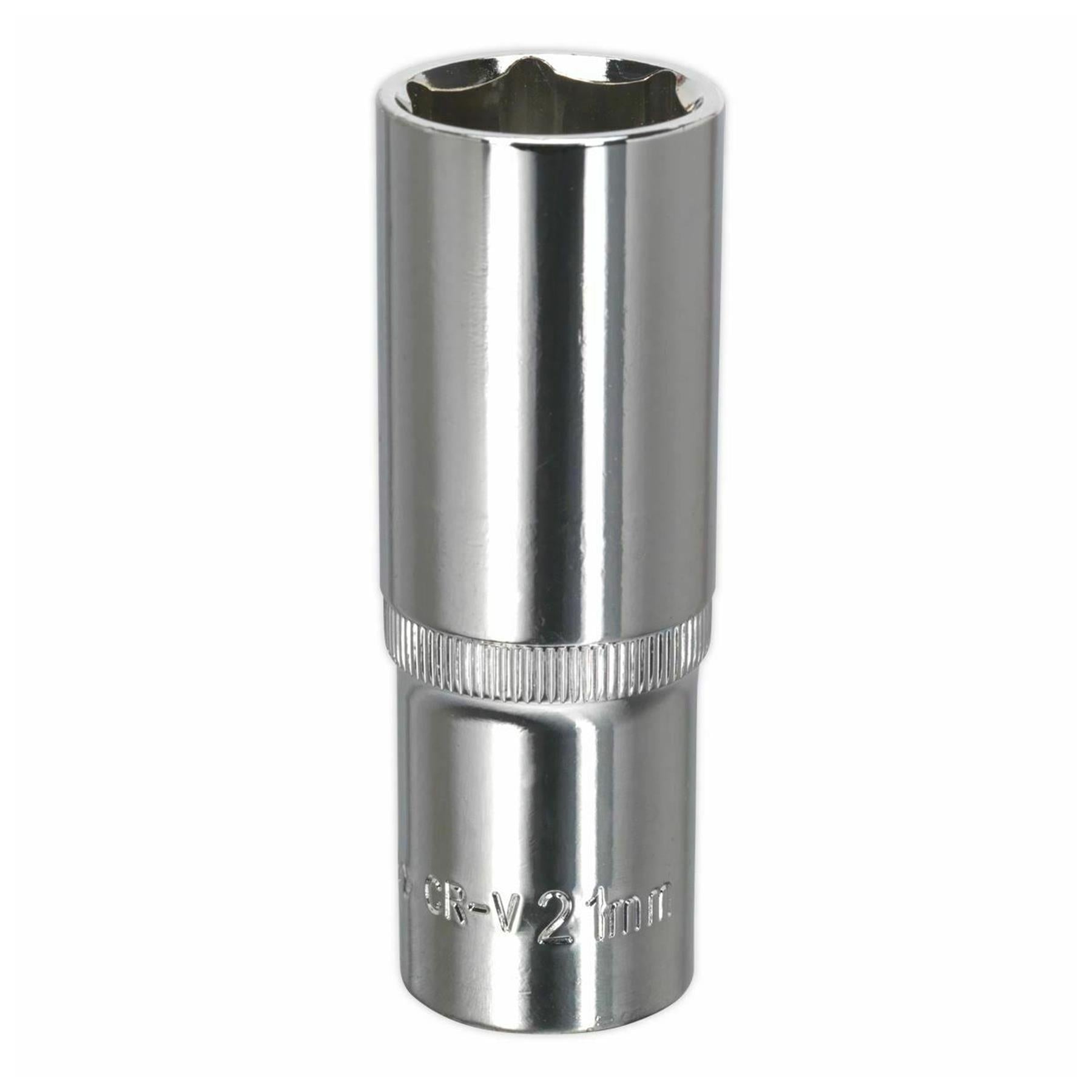 Sealey WallDrive Socket 21mm Deep 1/2"Sq Drive Fully Polished