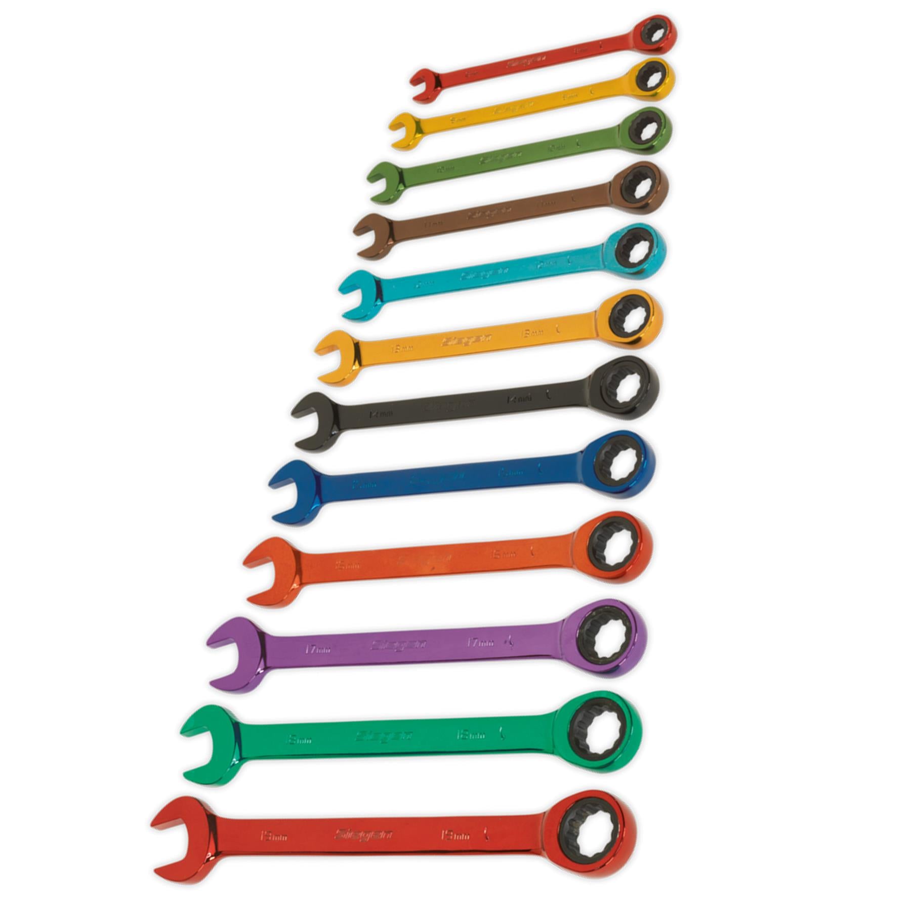 Sealey Ratchet Combination Spanner Set 12pc Multi-Coloured Metric