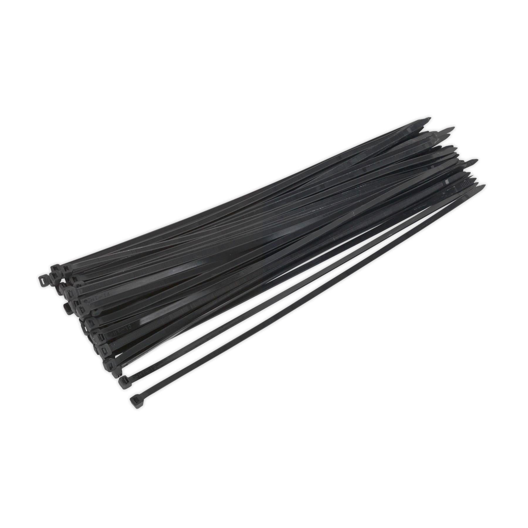 Sealey Cable Ties Nylon Zip Tie Wraps Strong Long 450 x 7.6mm Black Pack of 50