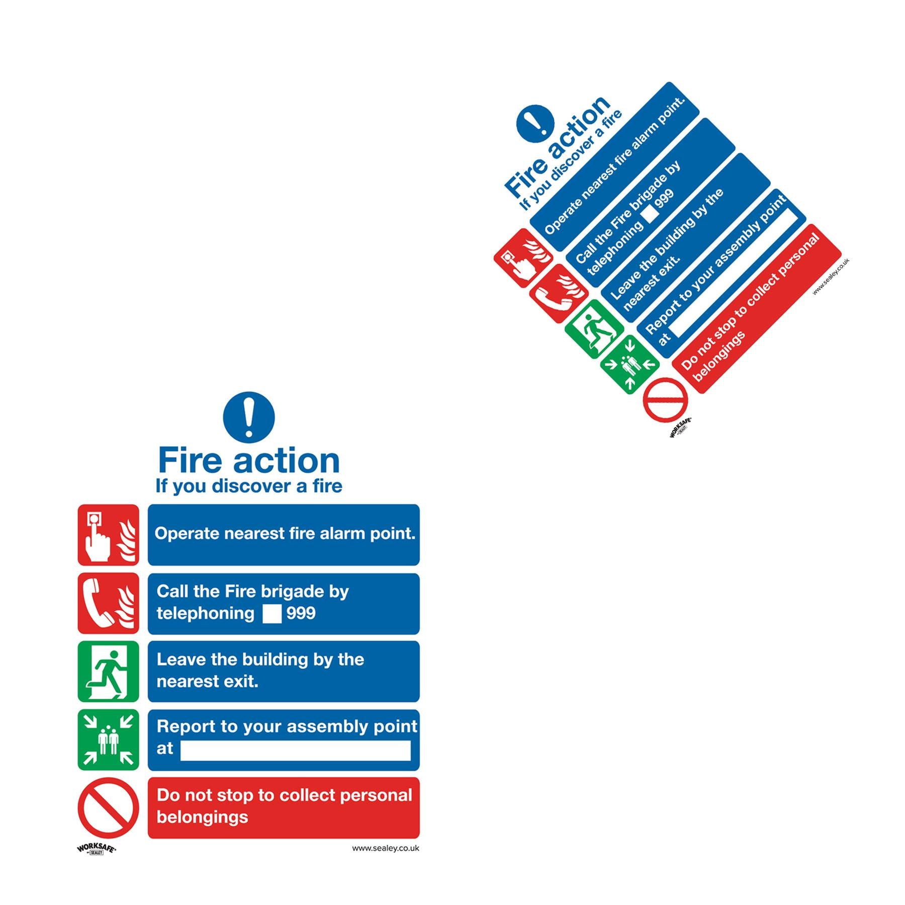 Safe Conditions Safety Sign - Fire Action Without Lift - Self-Adhesive Vinyl