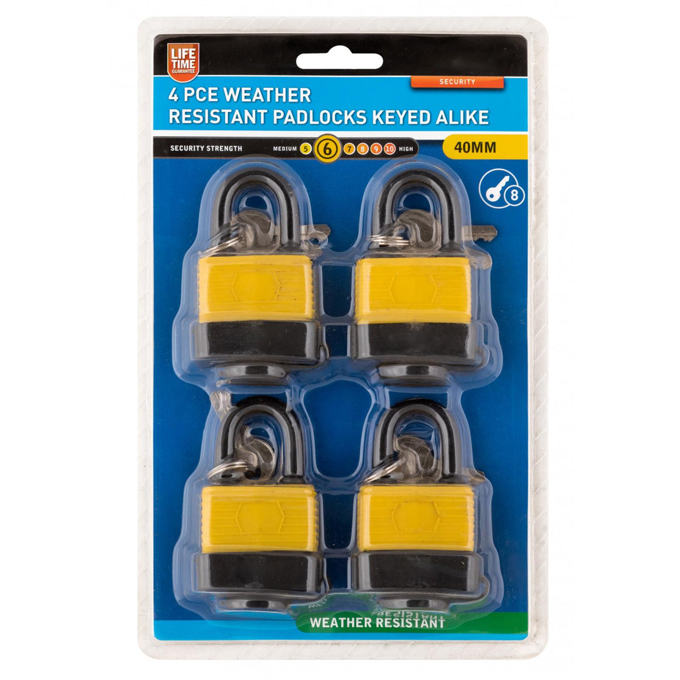 BlueSpot 4 Padlocks Same Key water resistant Padlocks Keyed Alike ShedLock