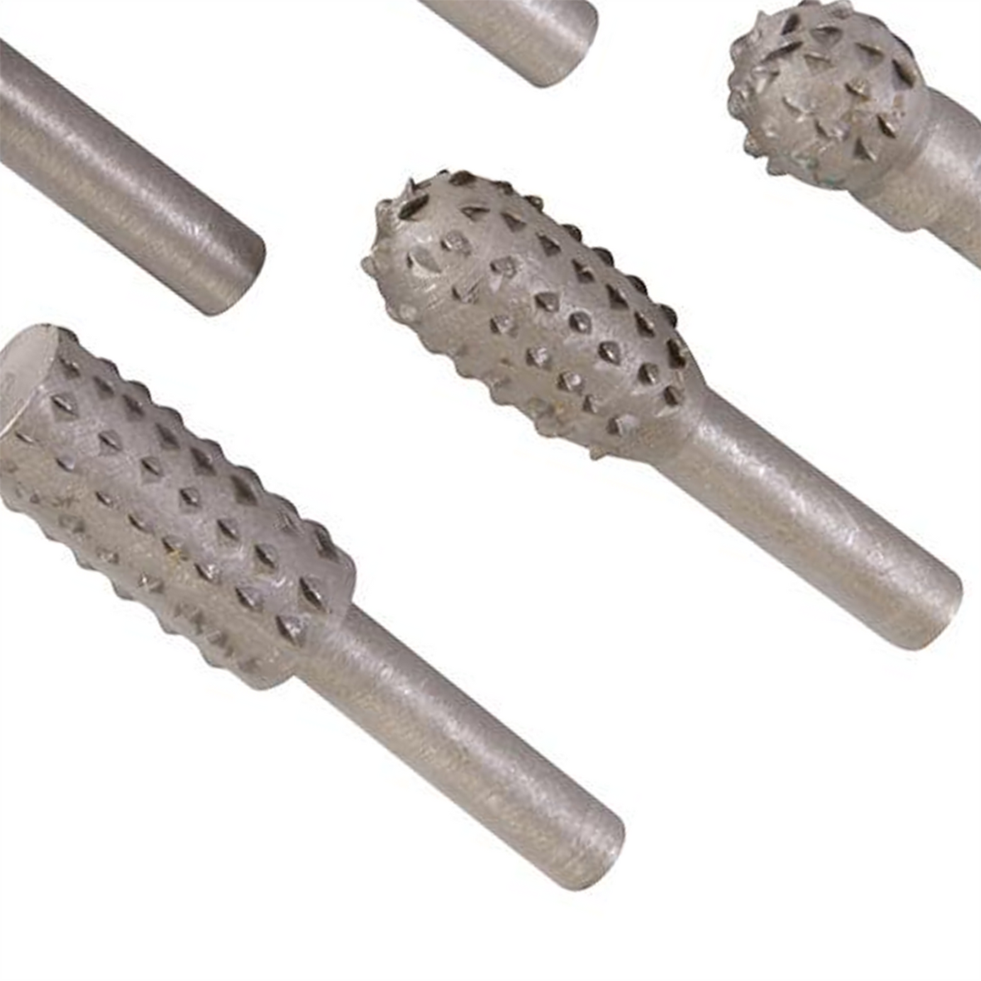 5Pce Rotary Rasp Set 6mm Shank For Shaping Wood, Plastics And Light Alloys