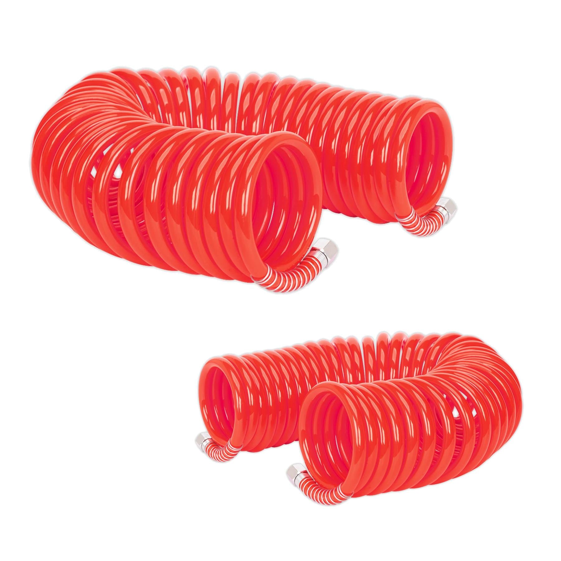 Sealey PU 10m x Ø8mm Coiled Air Hose Polyurethane Recoil with 1/4"BSP Unions