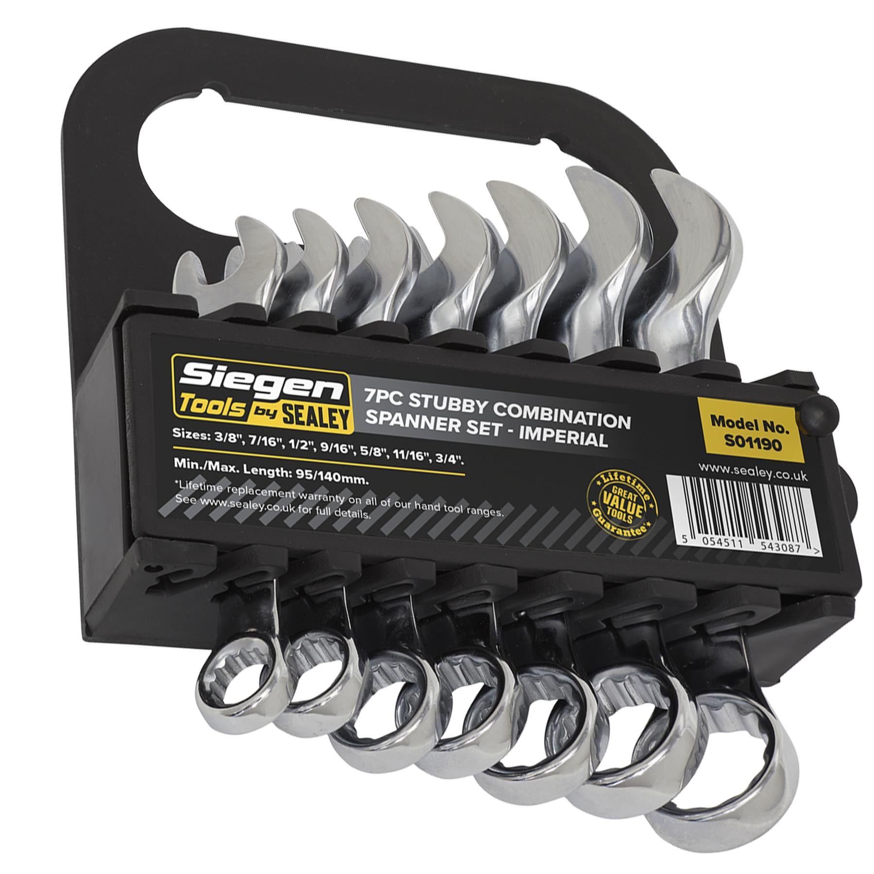 Sealey Combination Spanner Set 7pc Stubby Imperial