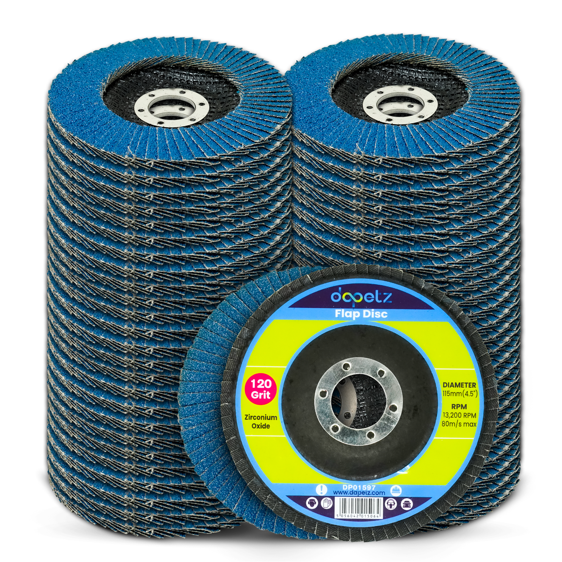 50PCS Flap Discs 115mm 4.5" Sanding 120 Grit Angle Grinding Disc Zircon