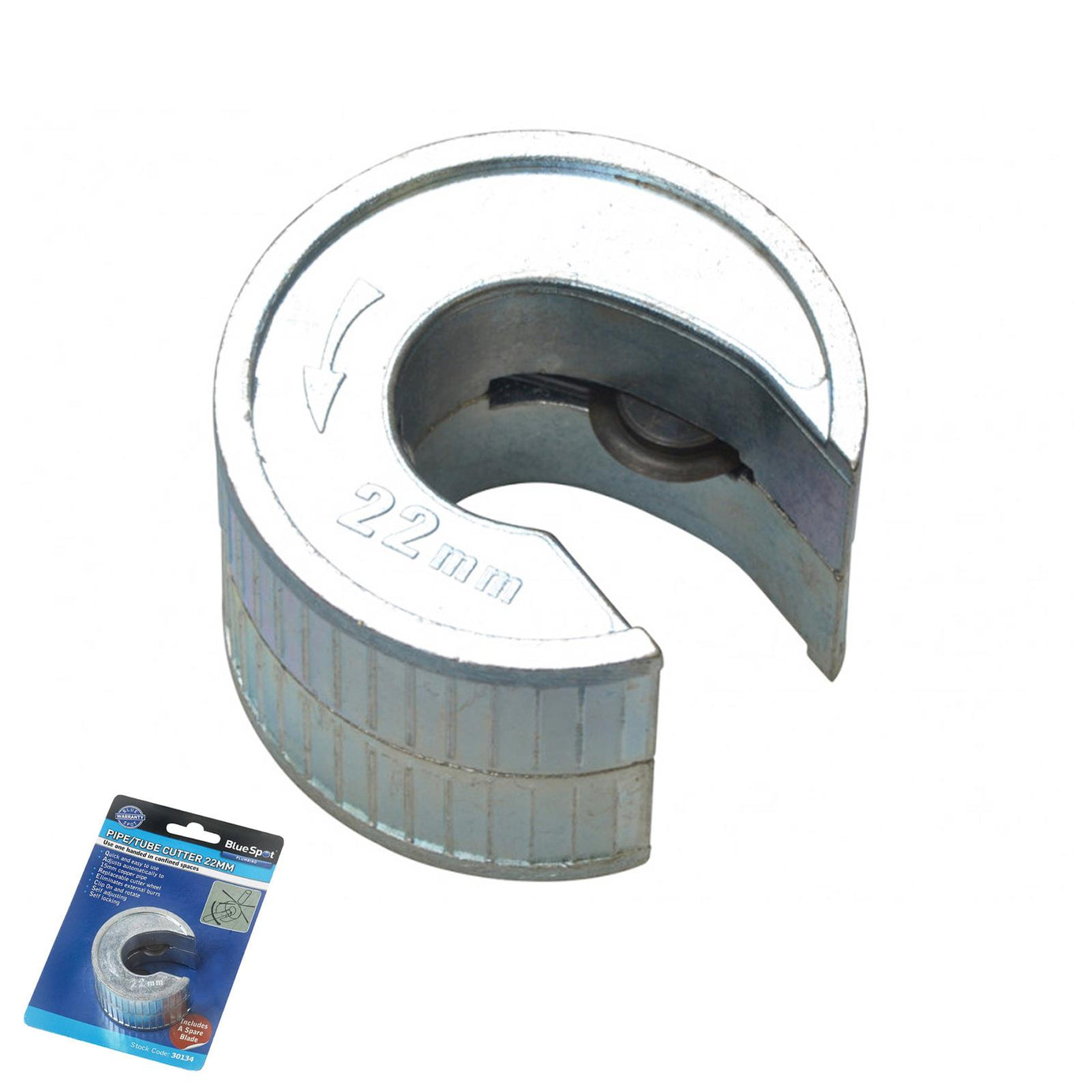BlueSpot Heavy Duty 22mm Pipe And Tube Cutter With Extra Blade Self Lock New