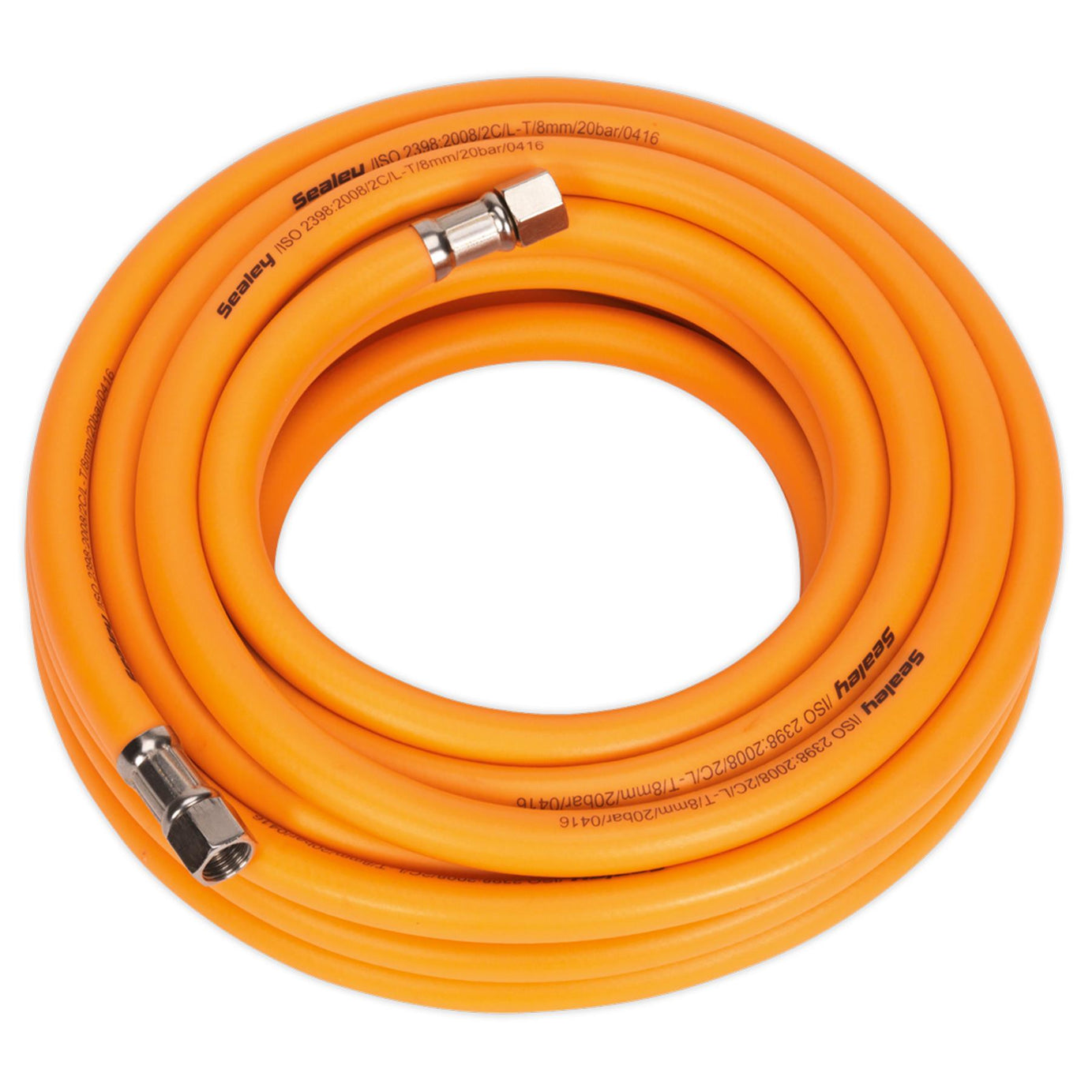 Sealey Air Hose 10m x 8mm Hybrid High-Visibility 1/4"BSP Unions