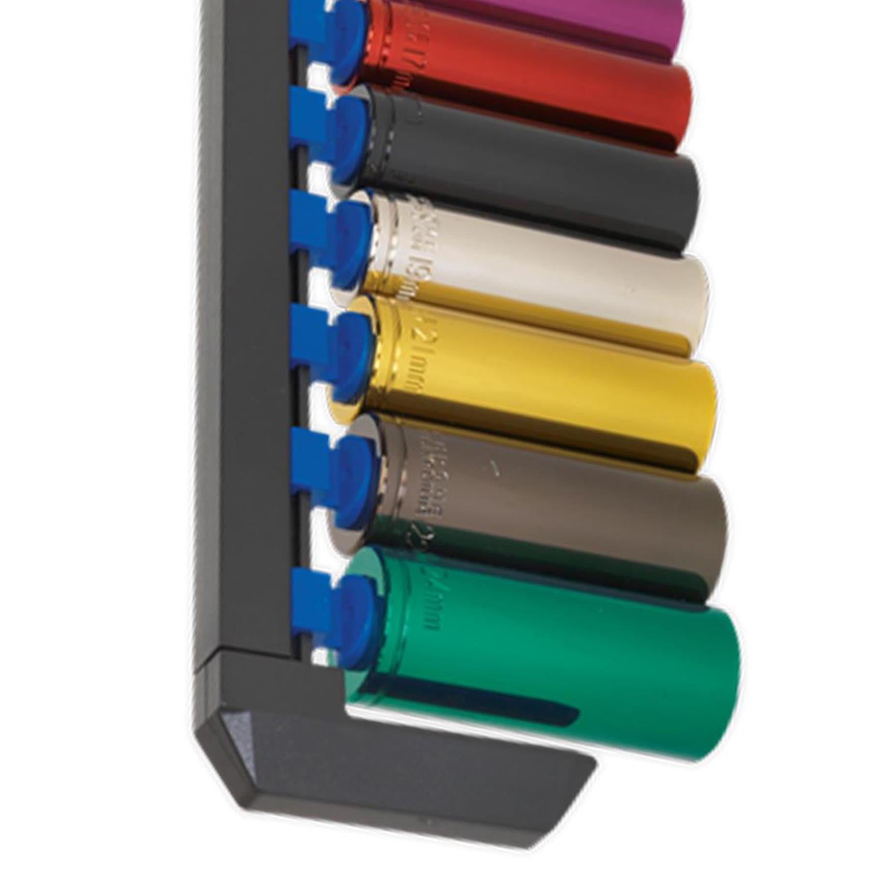 Sealey 10pc Multi Coloured Deep Socket Set 13-24mm 6pt Set 1/2" Sq Drive Metric