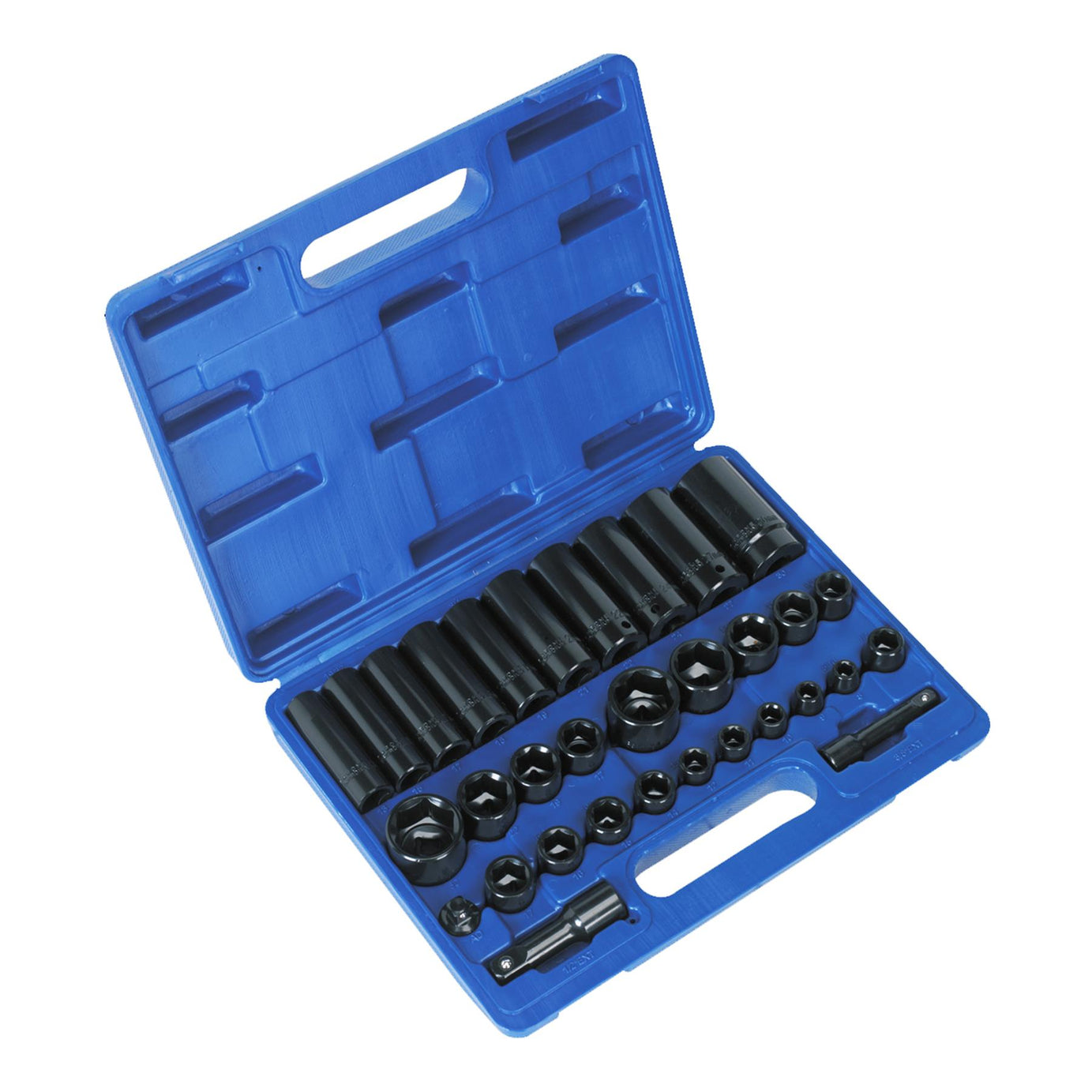 Sealey Impact Socket Set 32pc Standard/Deep 3/8"&1/2"Sq Dr Met/Imp