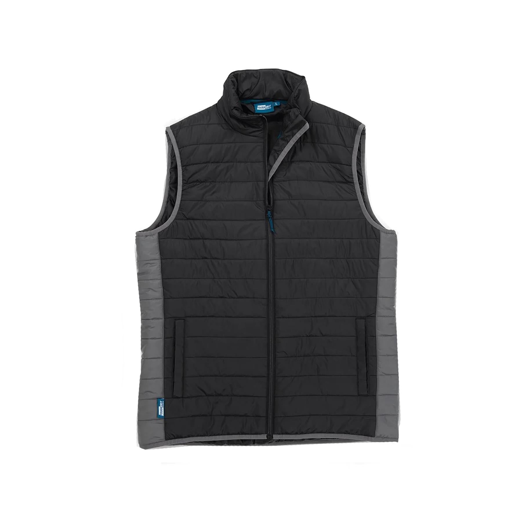 Tough Grit Mens 2-tone Body Warmer Gilet Warm Padded Black/Charcoal M