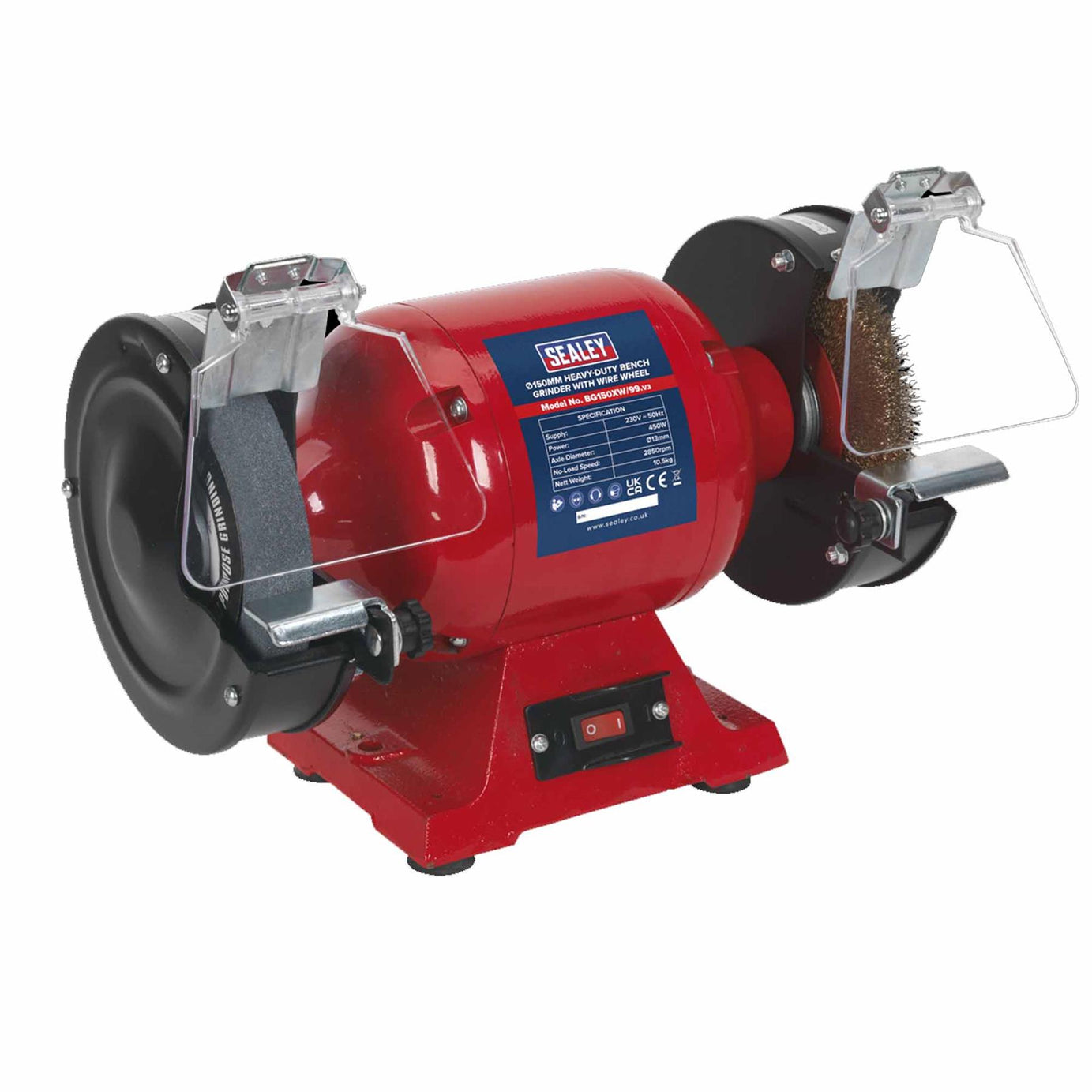 Sealey Bench Grinder Ø150mm with Wire Wheel 450W/230V Heavy-Duty