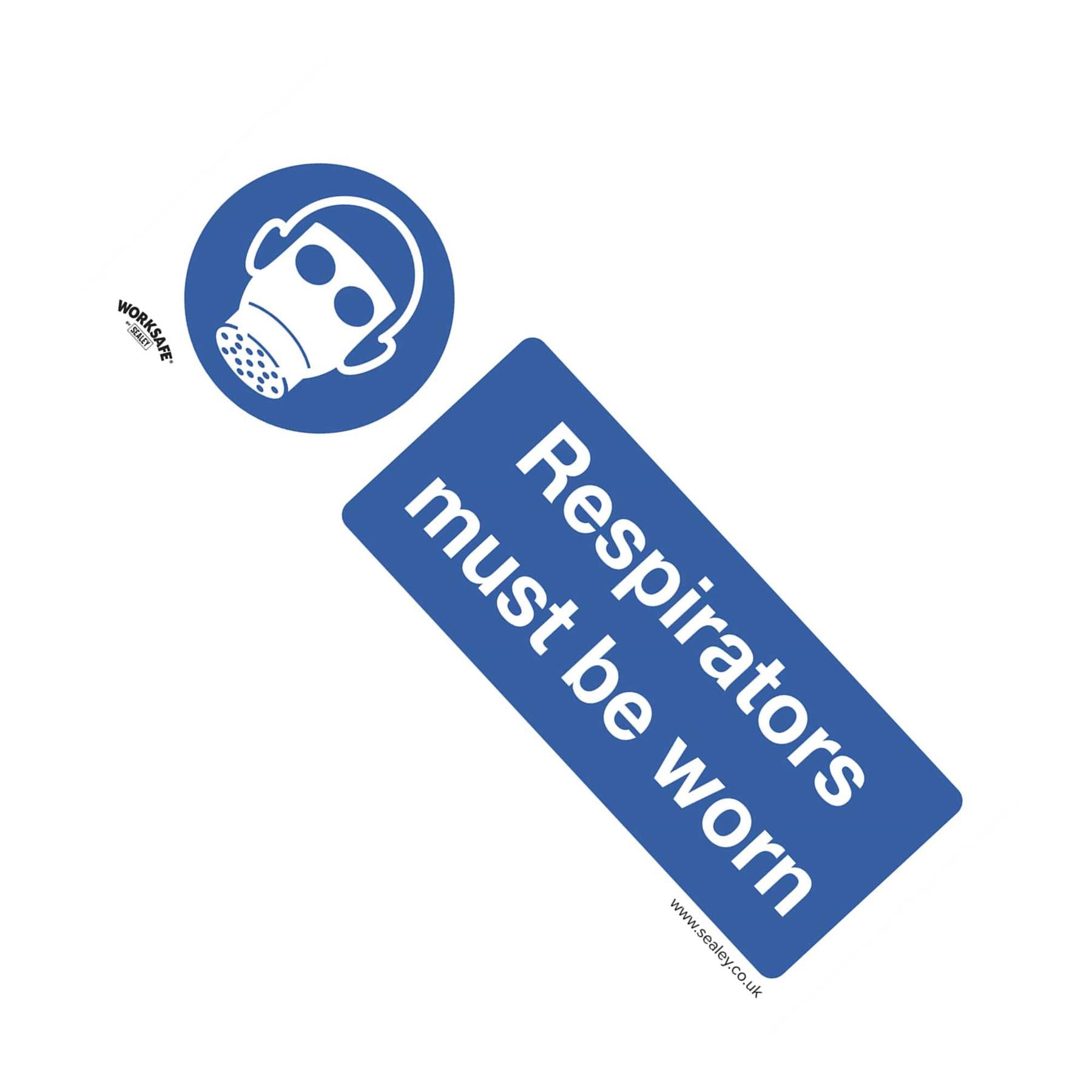 Mandatory Safety Sign - Respirators Must Be Worn - Self-Adhesive Vinyl