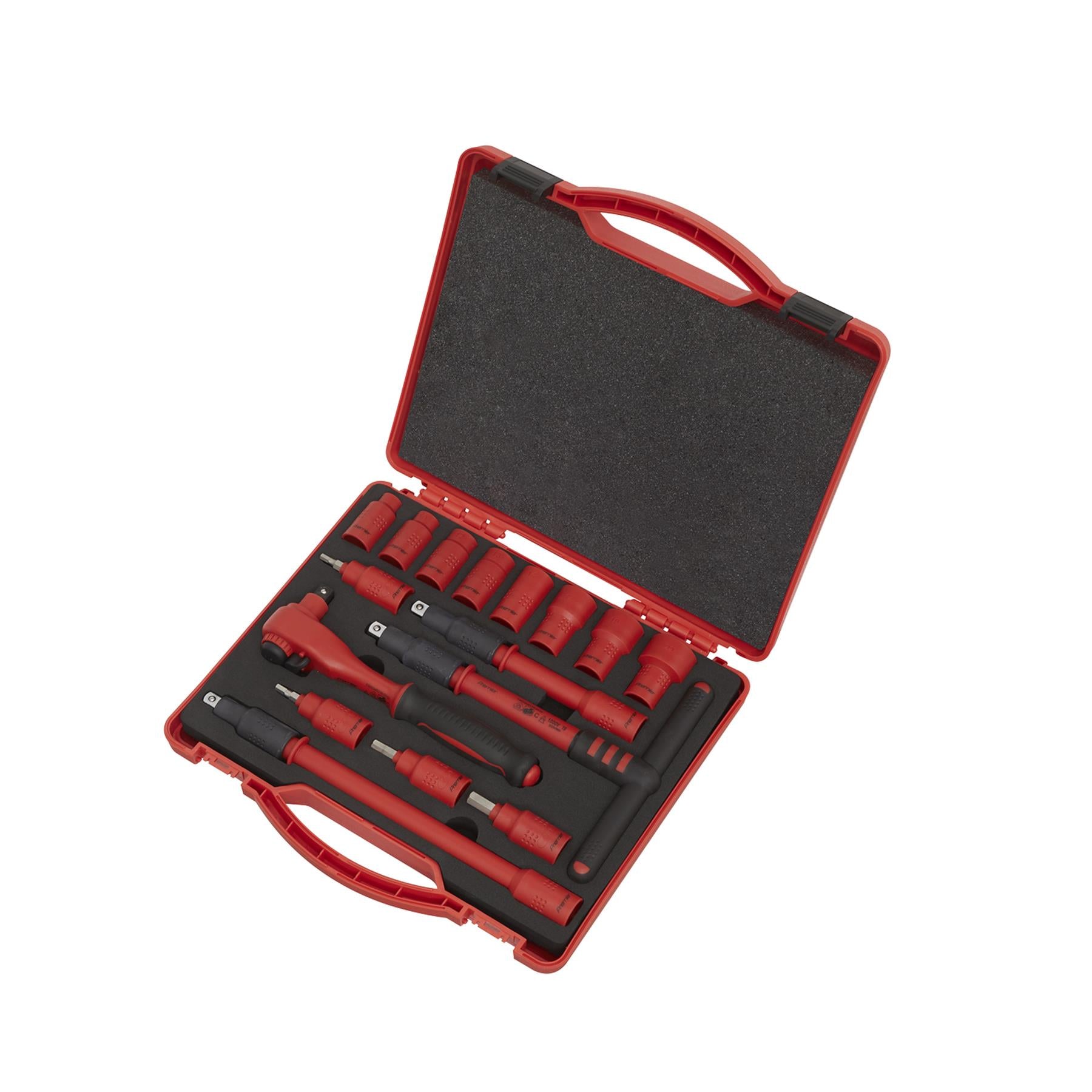 Sealey Insulated Socket Set 16pc 3/8"Sq Dr 6pt WallDrive VDE App.