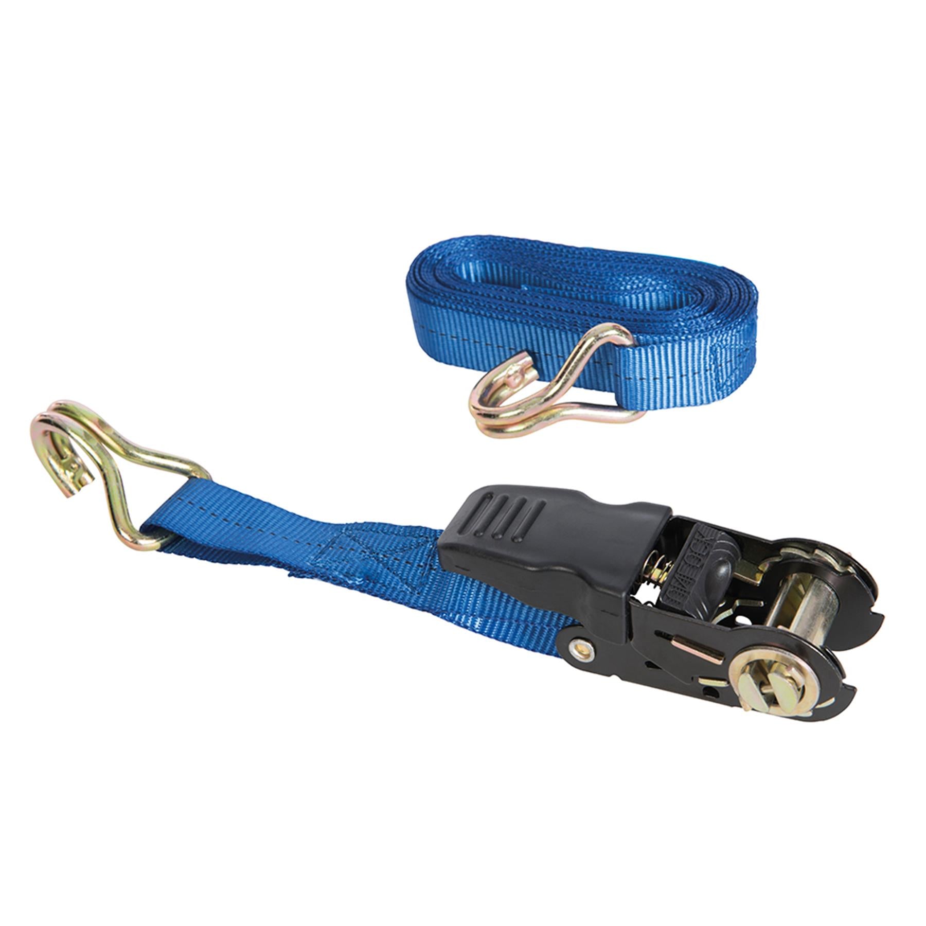 Rubber-Handled Ratchet Tie Down Strap J-Hook 2M X 25mm Rated 250Kg Brand New