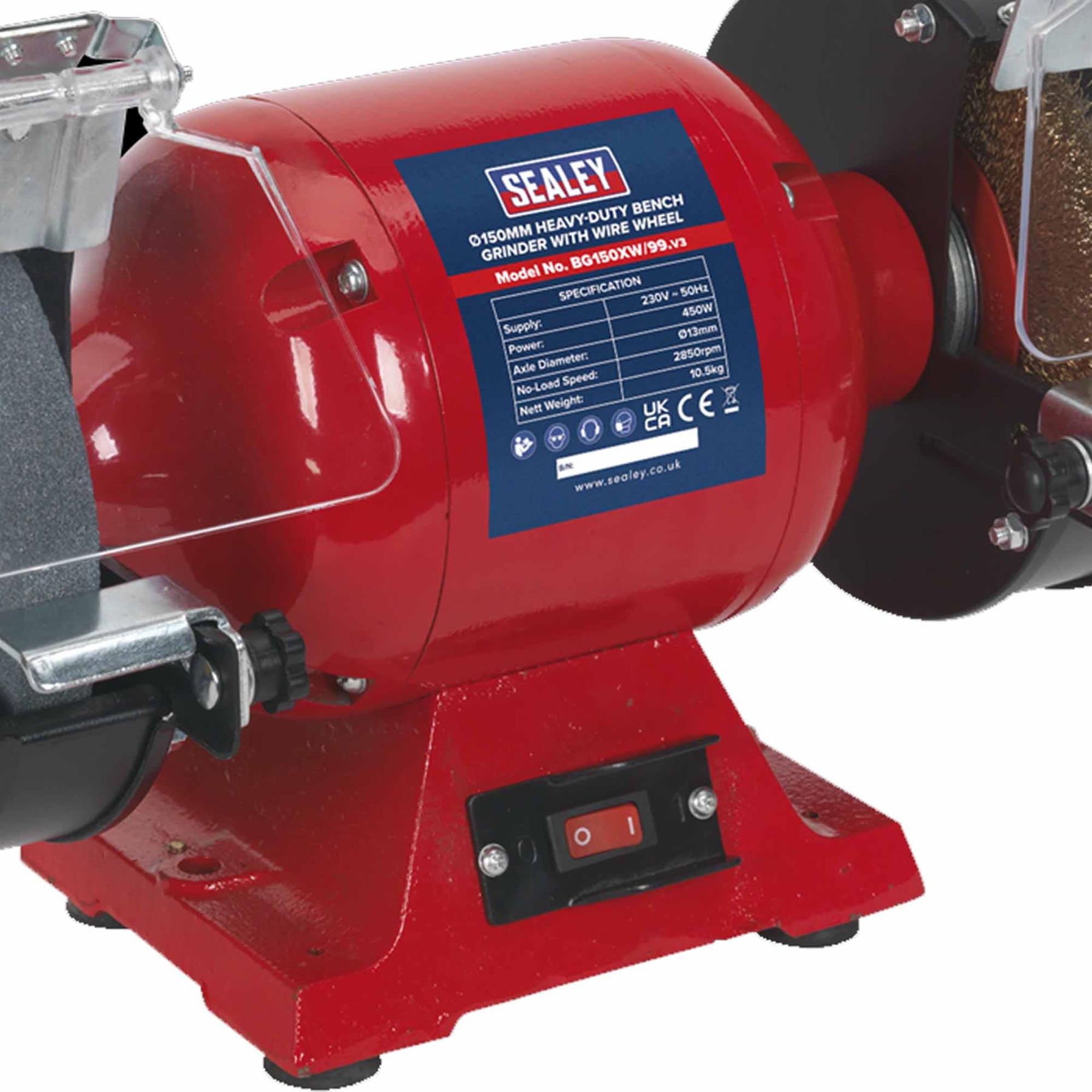 Sealey Bench Grinder Ø150mm with Wire Wheel 450W/230V Heavy-Duty