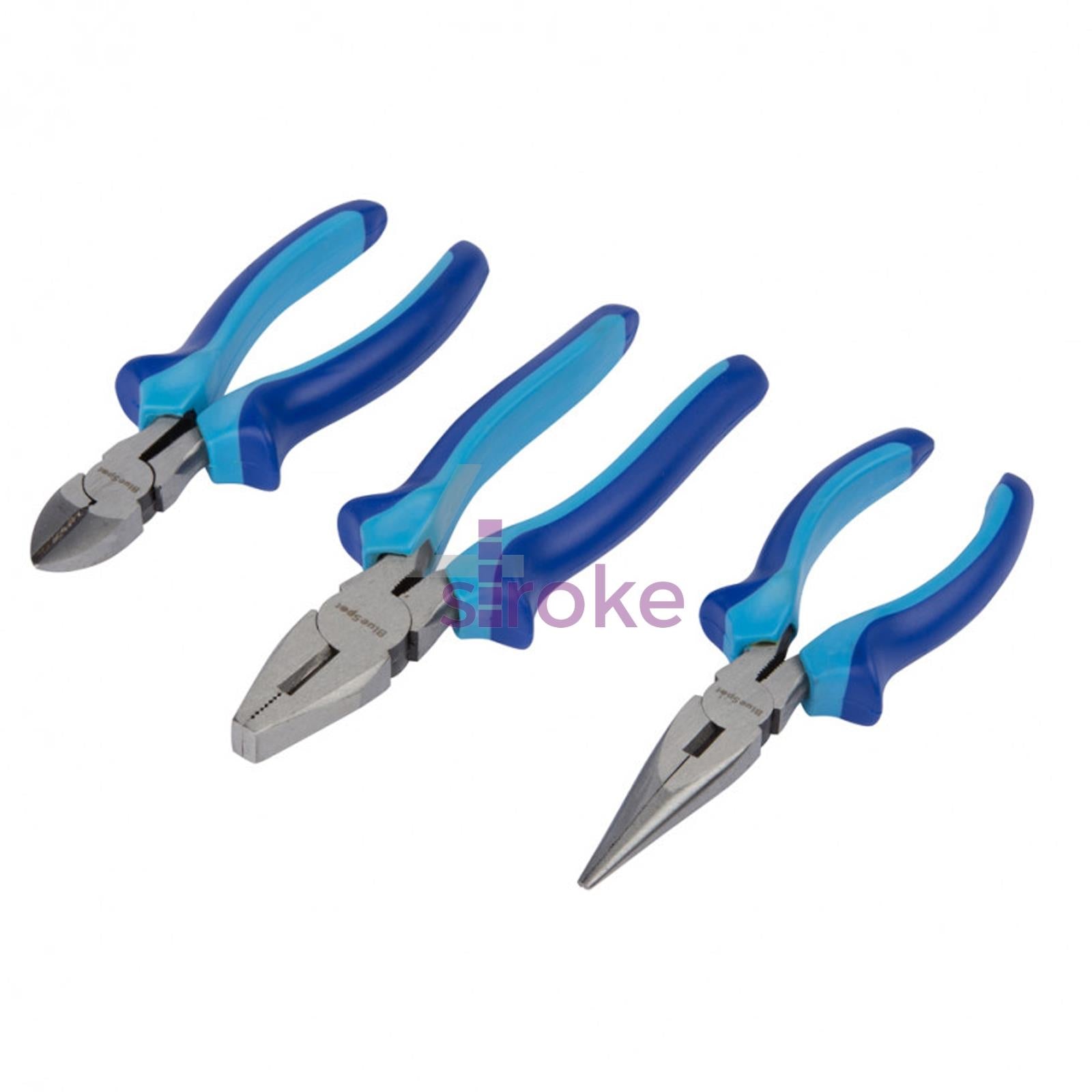 BlueSpot 3Pce Plier Set Soft Grip Handle Long Nose Pliers Cutters 150mm