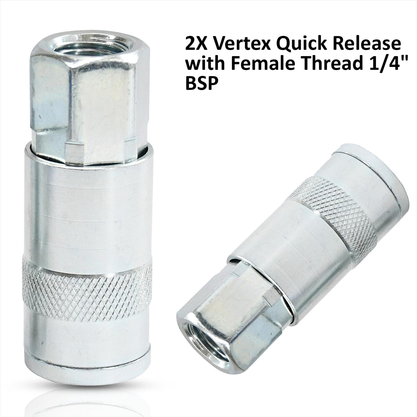 Vertex Air Line Fitting Quick Release Compressor Air Hose 1/4" Female Thread 2PC