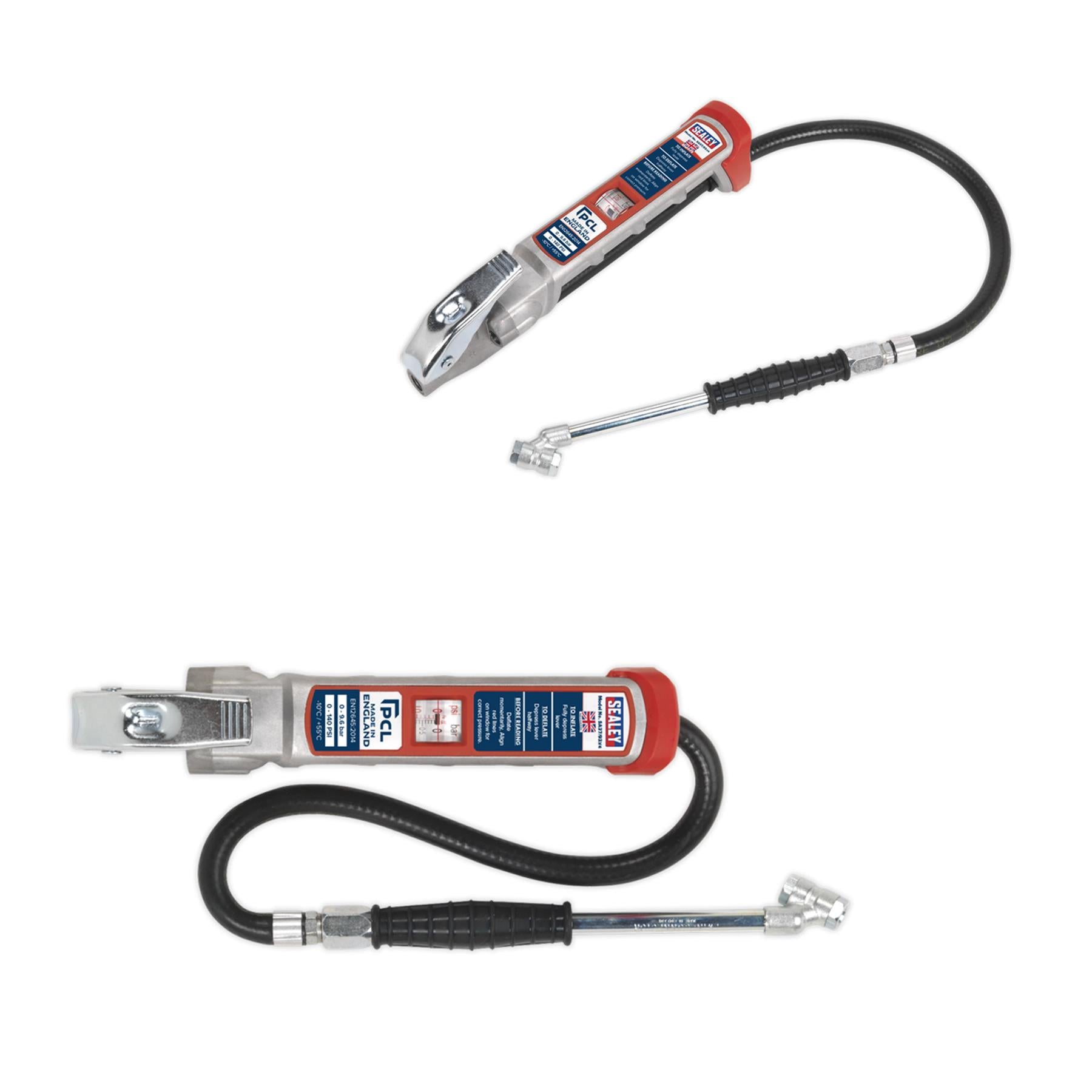Sealey Professional Tyre Inflator with Twin Push-On Connector