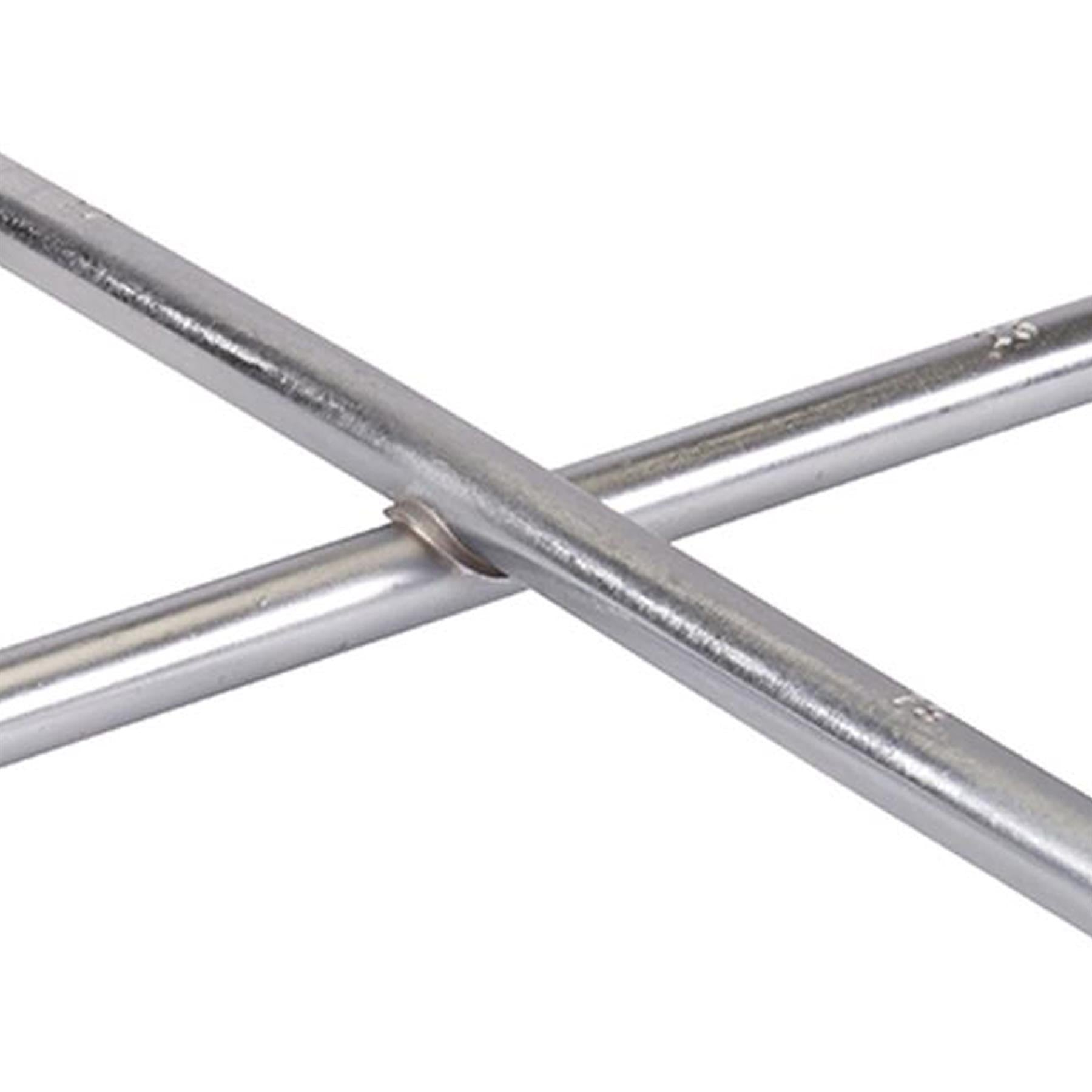 Cross Wrench 17, 19, 21 & 23mm Hexagonal 4 Sockets En-8 Carbon Steel Hardened
