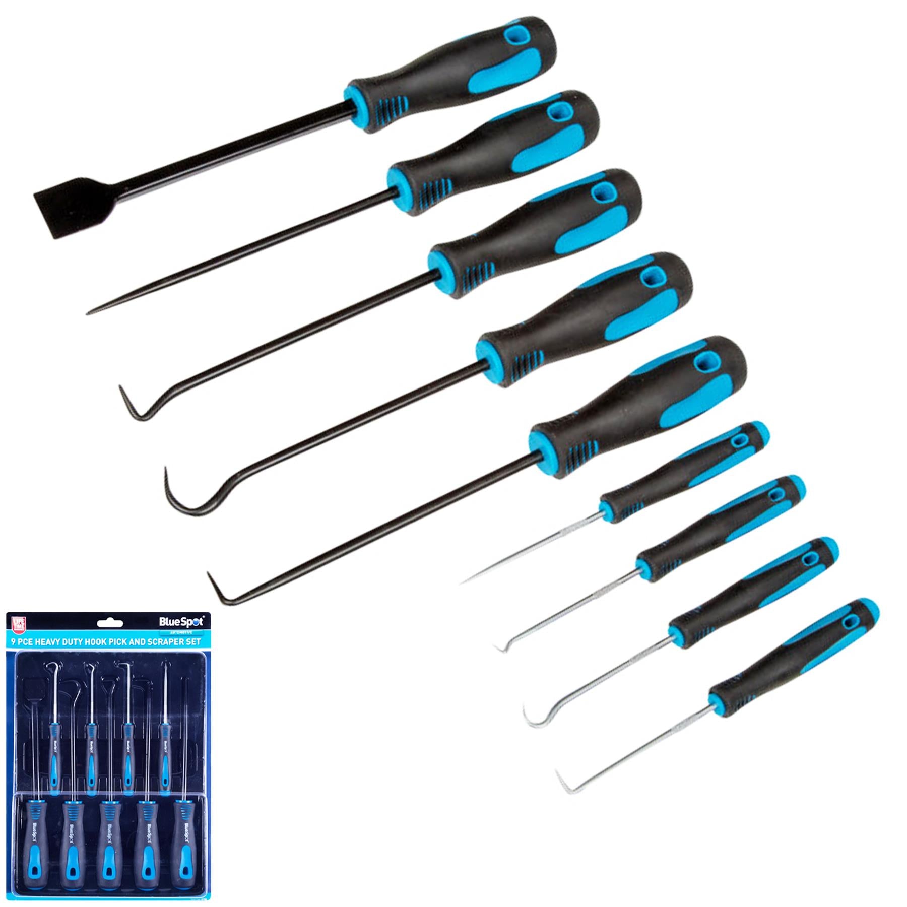 BlueSpot 9pc Scraper Pick And Hook Set O Ring Gaskets Hose Seals Remover Tool