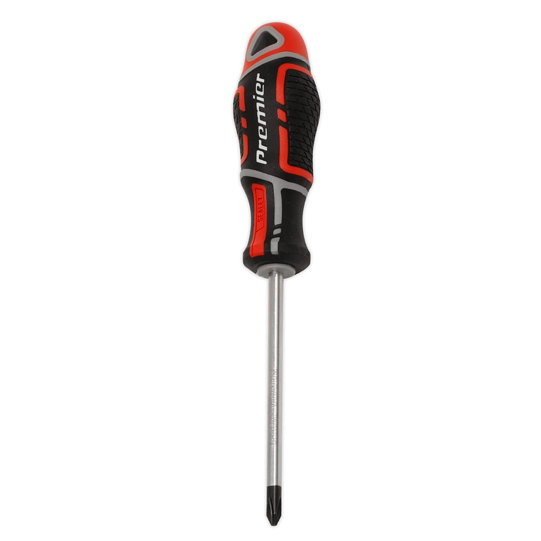 Sealey Screwdriver Pozi Pozidriv #2 x 100mm Soft Grip Handle Magnetic GripMAX