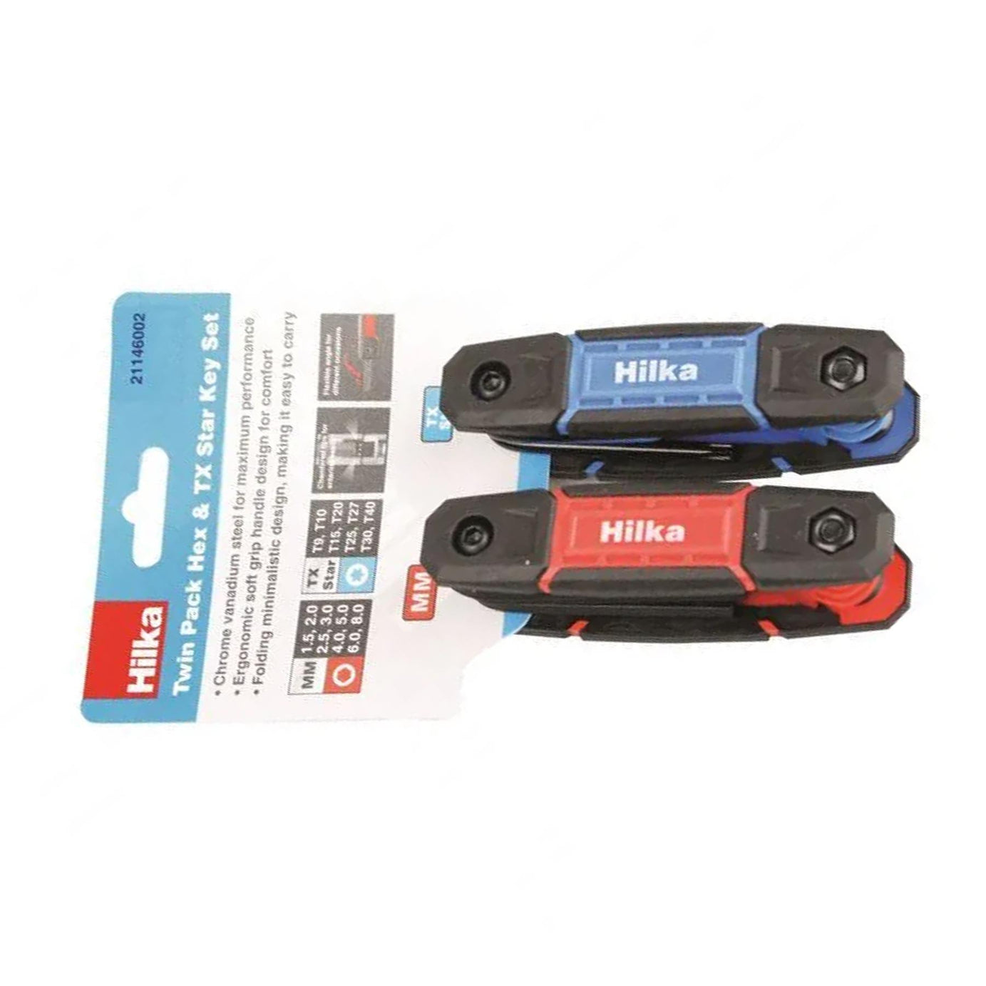 Twin Pack Chrome Vanadium Steel Soft Grip Handle Hex & TX Star Key Set