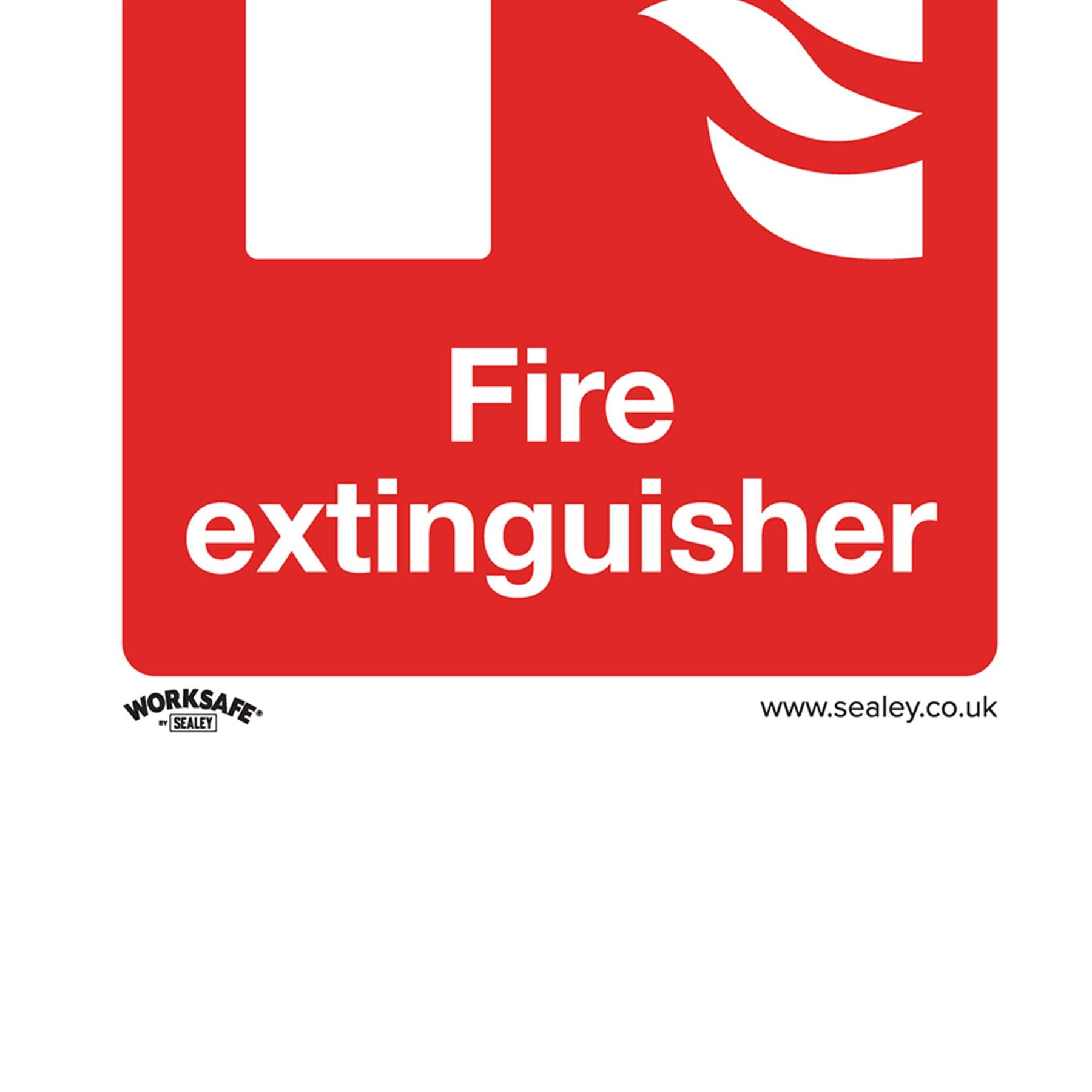 Sealey Safety Sign - Fire Extinguisher - Rigid Plastic - Pack of 10