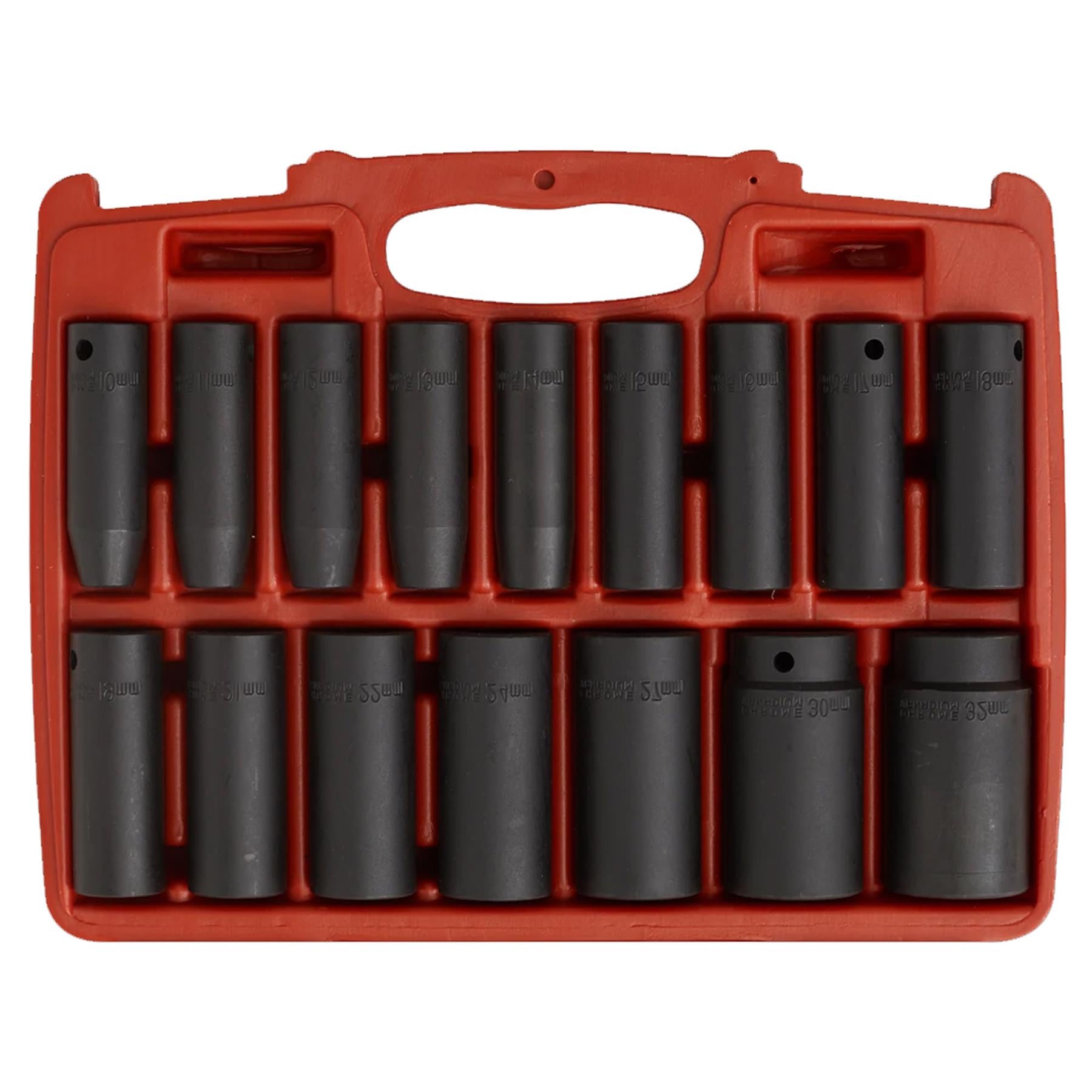 Sealey Impact Socket Set 16pc 1/2"Sq Drive Deep Metric