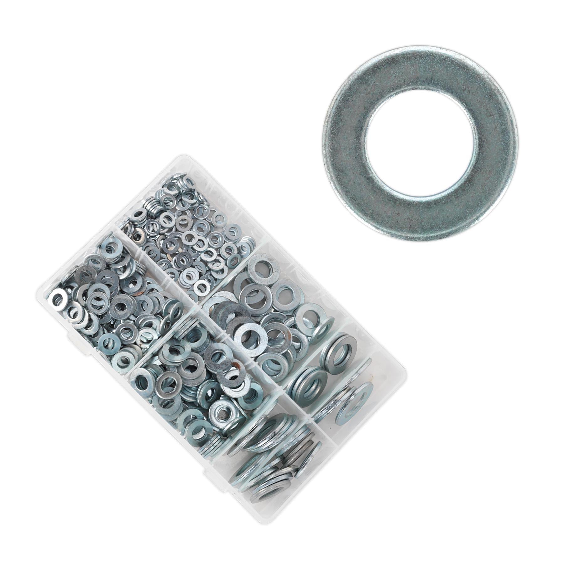 Sealey Washers Set 495pc Stainless Steel Flat Washer Assortment M6-M24 Form C Metric