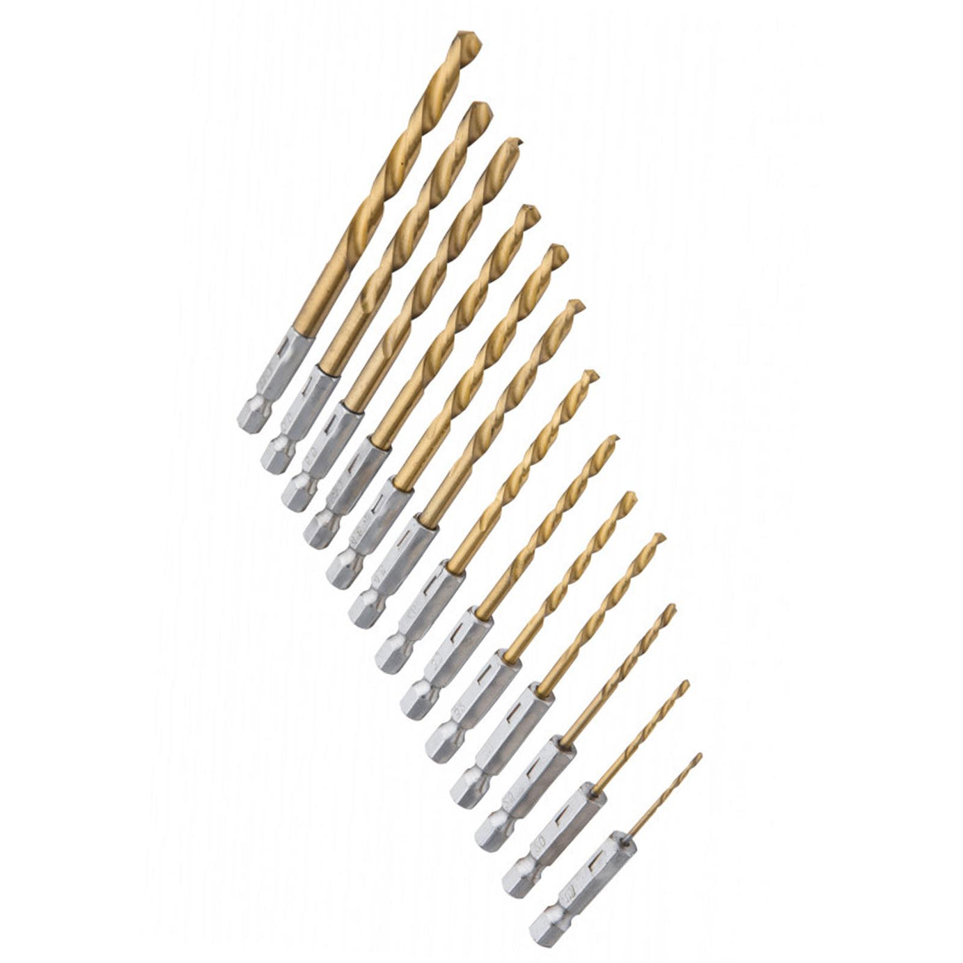 BlueSpot 13Pce Titanium Drill Bit Set HSS Titanium Coated Drill Bits Hex Shank 1.5 - 6.5mm