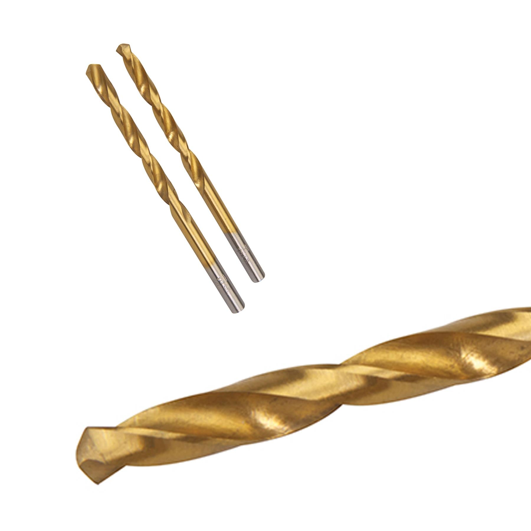 2Pk Hss Titanium-Coated Drill Bits 5.0mm Durable High Speed Metal Wood Plastic