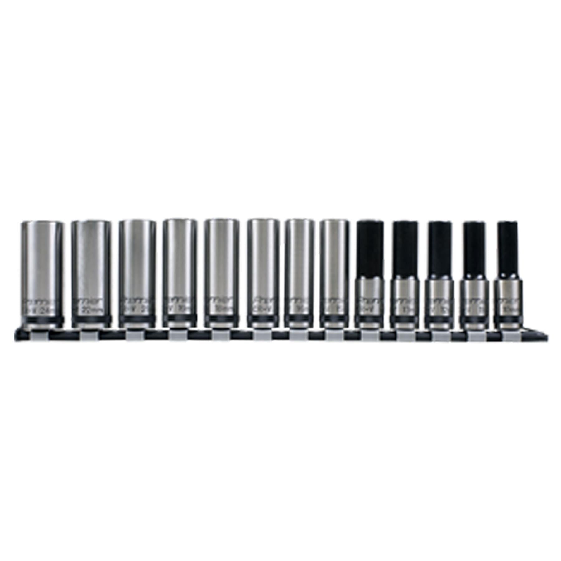 Socket Set 13pc 1/2"Sq Drive Deep Lock-On 6pt Metric - Black Series