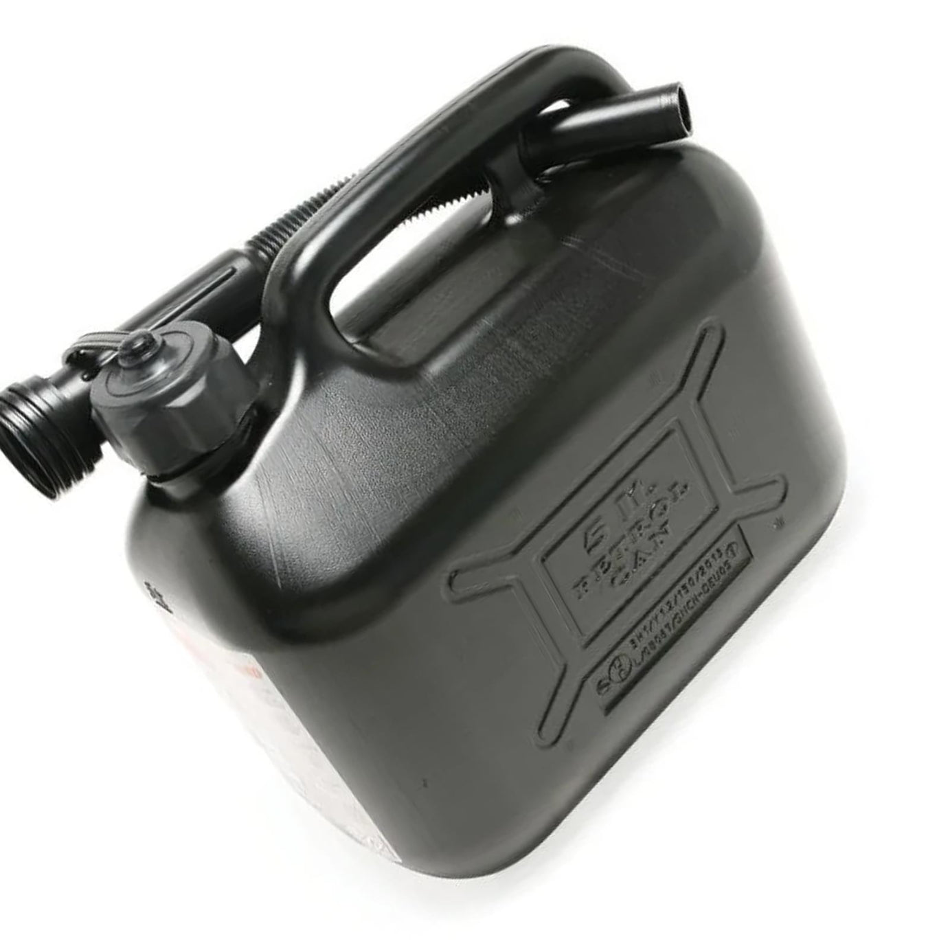 5L BLACK PLASTIC FUEL JERRY CAN PETROL DIESEL WATER 5 LITRE WITH SPOUT