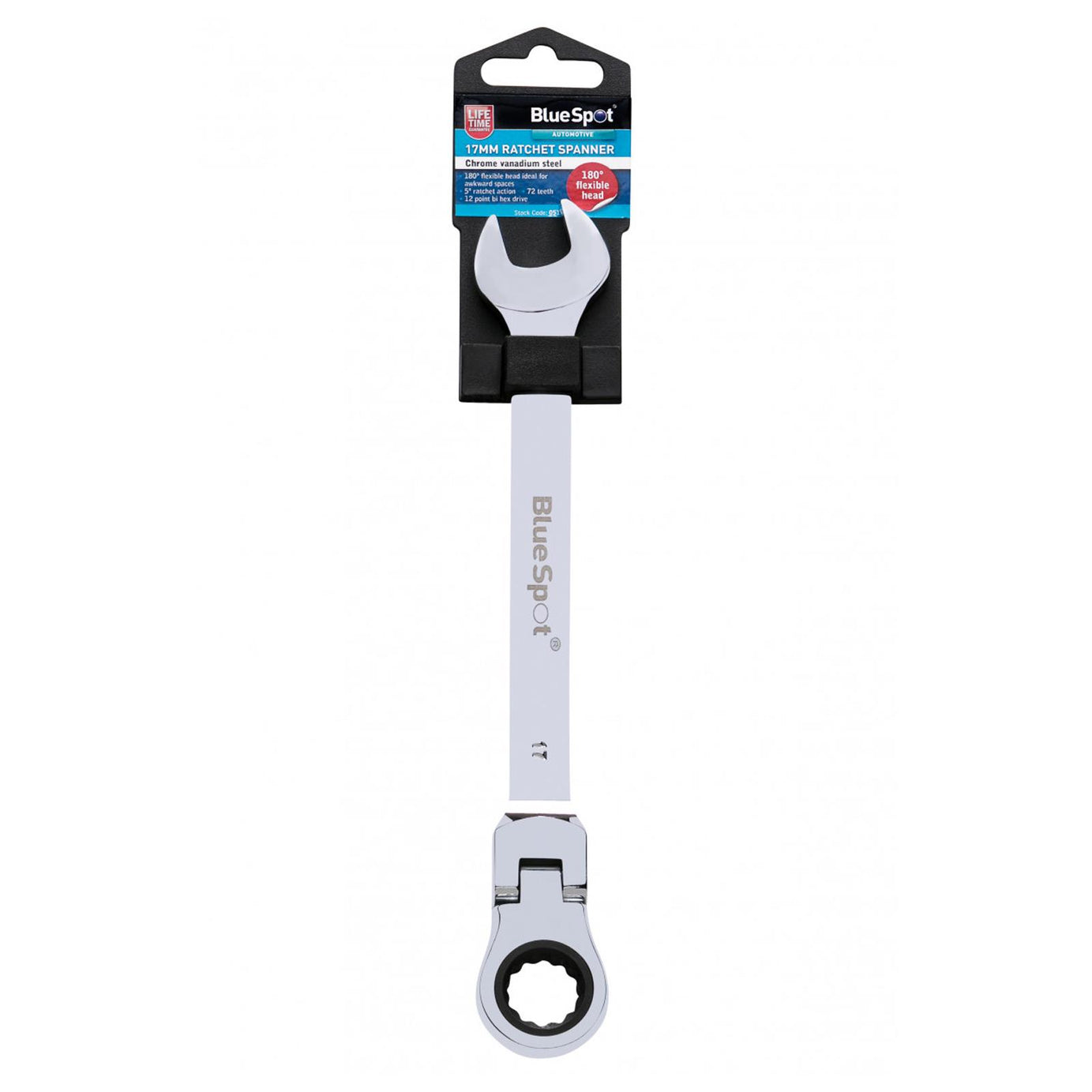 BlueSpot Ratchet Spanner Combination Flexible Head Wrench Metric 17mm