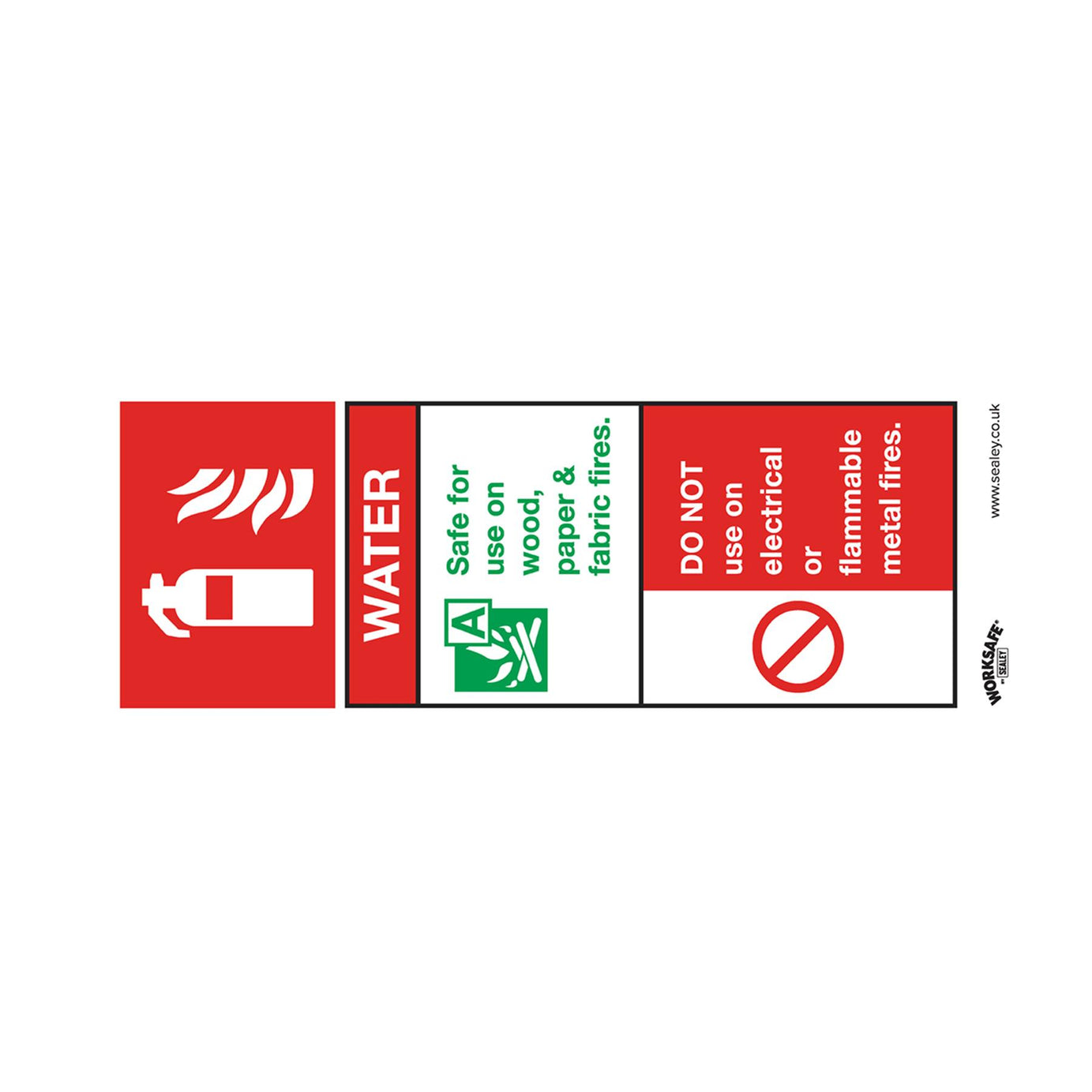 Sealey Safety Sign - Water Fire Ext. - Rigid Plastic - Pack of 10