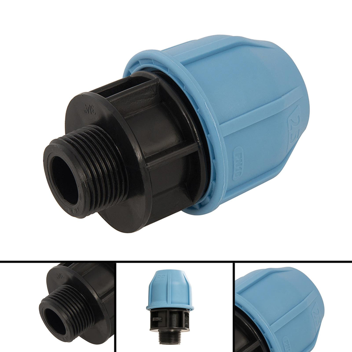MDPE Male Adaptor 25mm x 3/4" Polypropylene Compression Fitting Connector