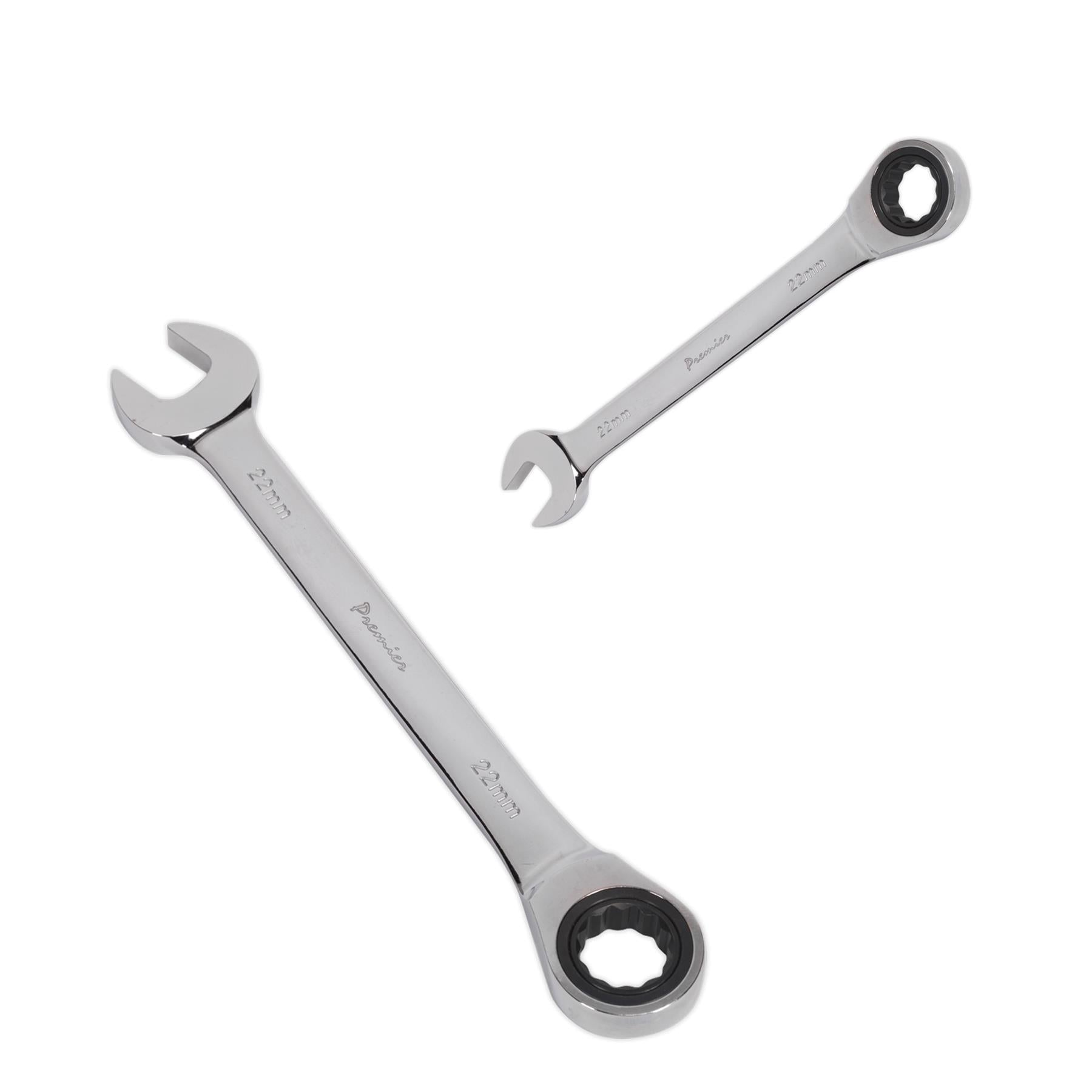 Sealey Ratchet Combination Spanner 22mm Chrome Vanadium Steel
