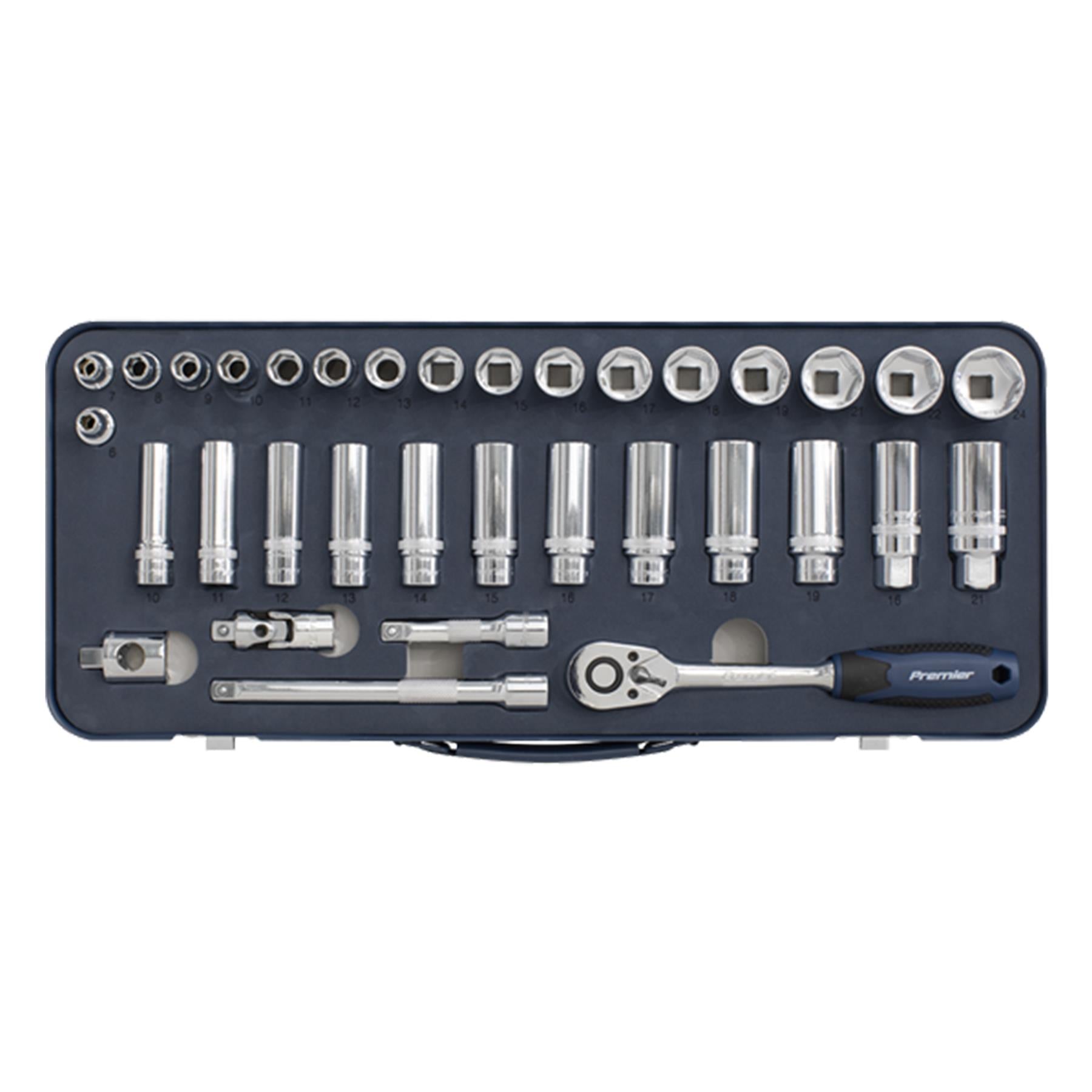 Sealey Socket Set 34pc Professional Lock-On Socket Set 3/8"Sq Drive 6pt Metric