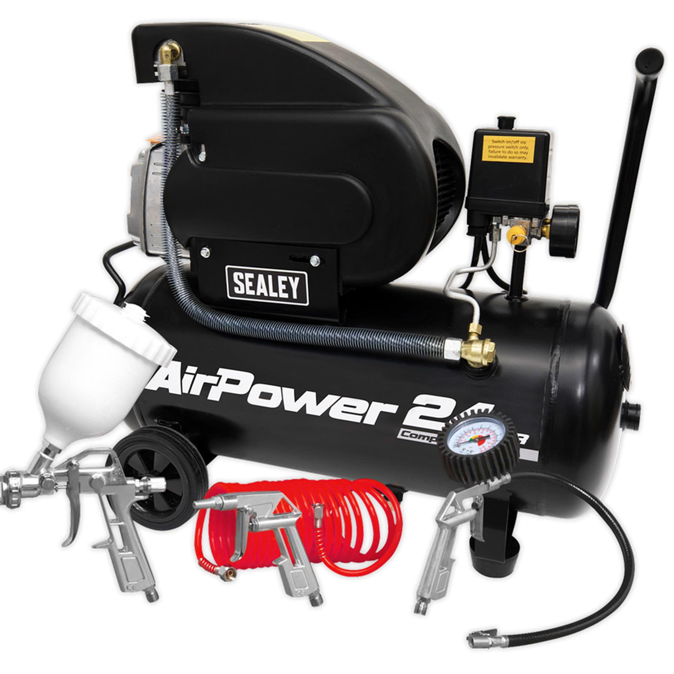Sealey SAC2420APK Compressor 24L Direct Drive 2hp with 4pc Air Accessory Kit