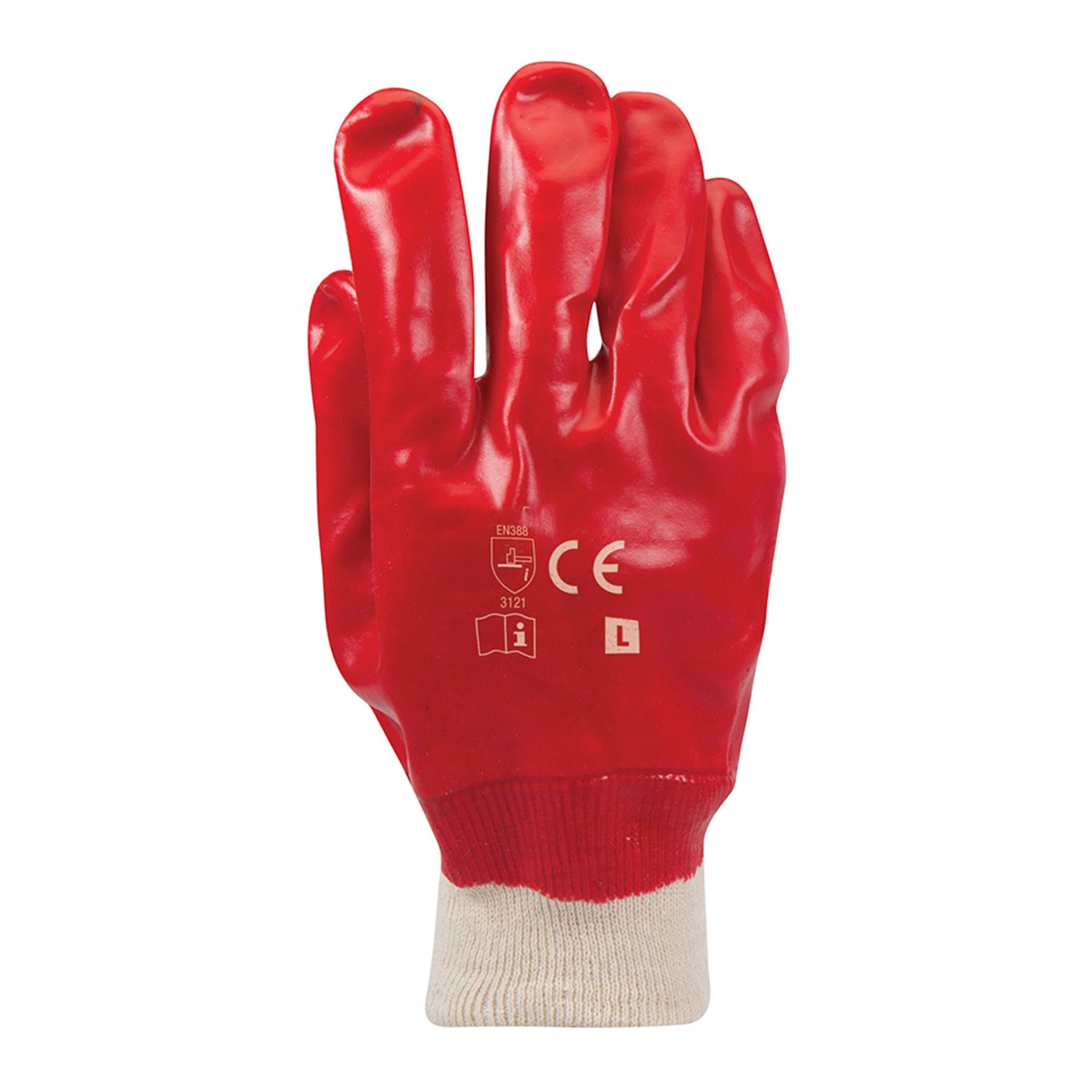 20 X Red PVC Gloves Full Dipped Quality Safety Protective Workwear Ppe