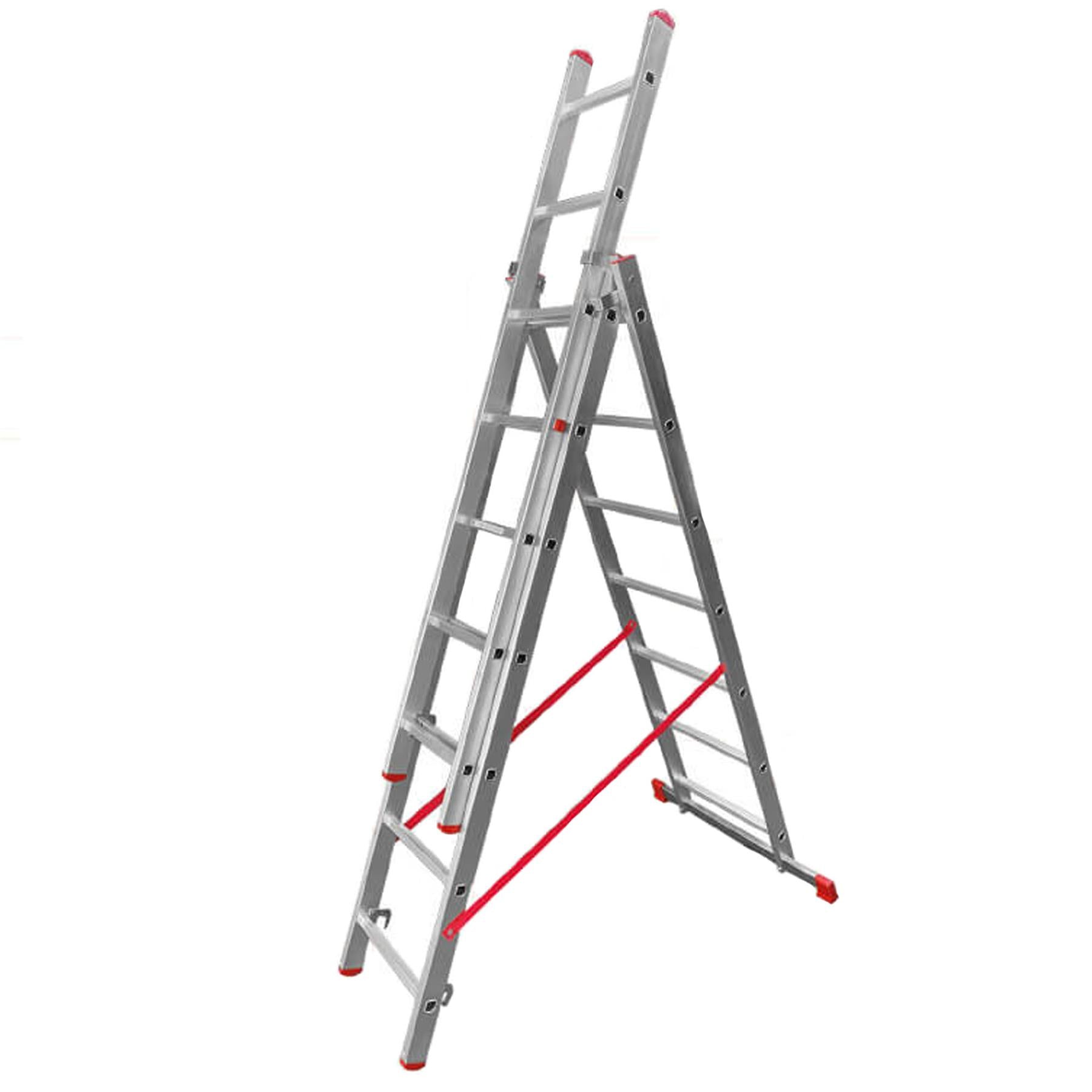 Dapetz 9 Rung Aluminium Combination Ladder 2.5m For Home, Triple Section, 150 Kg