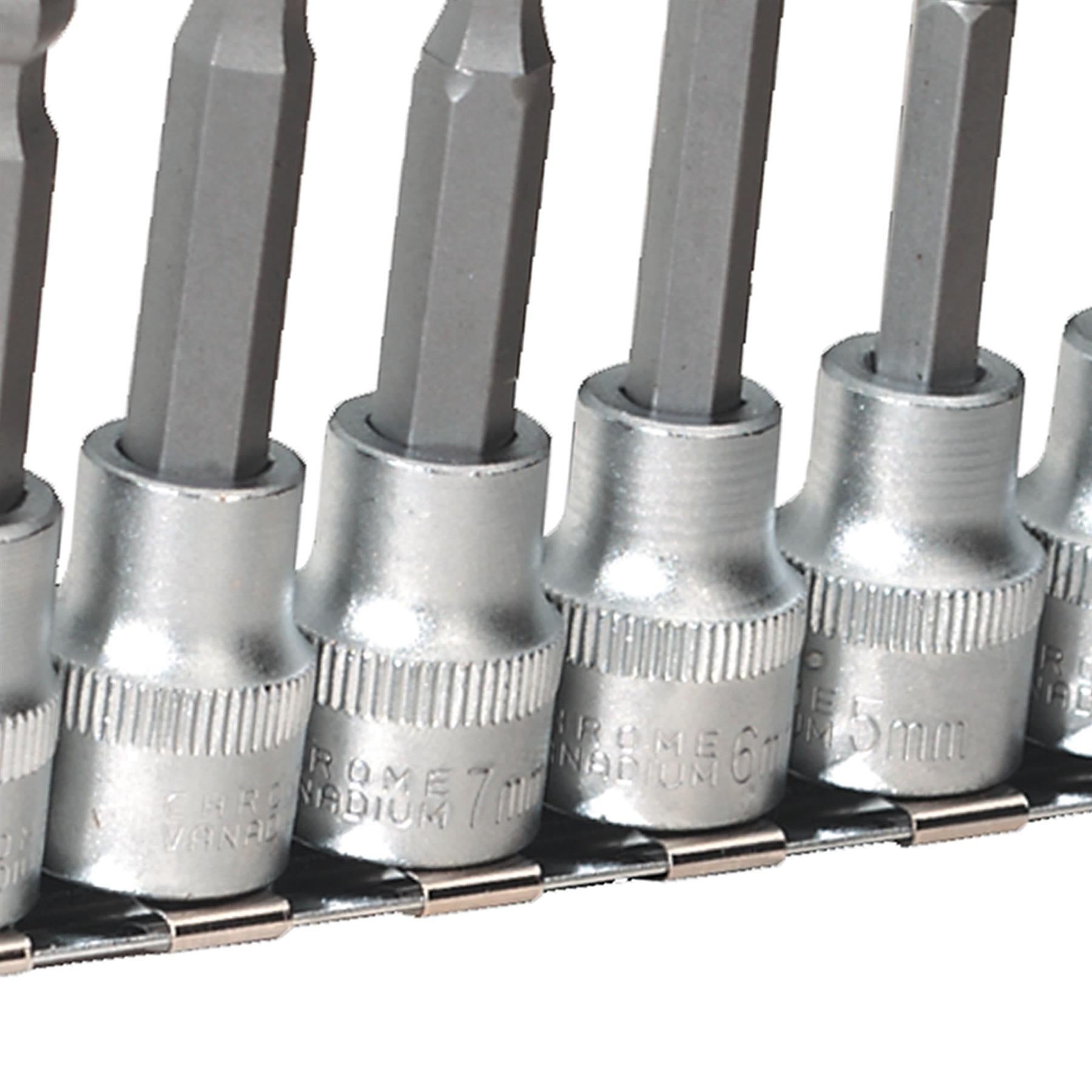Sealey Hex Ball-End Socket Bit Set 7pc Metric 3/8"Sq Drive 62mm
