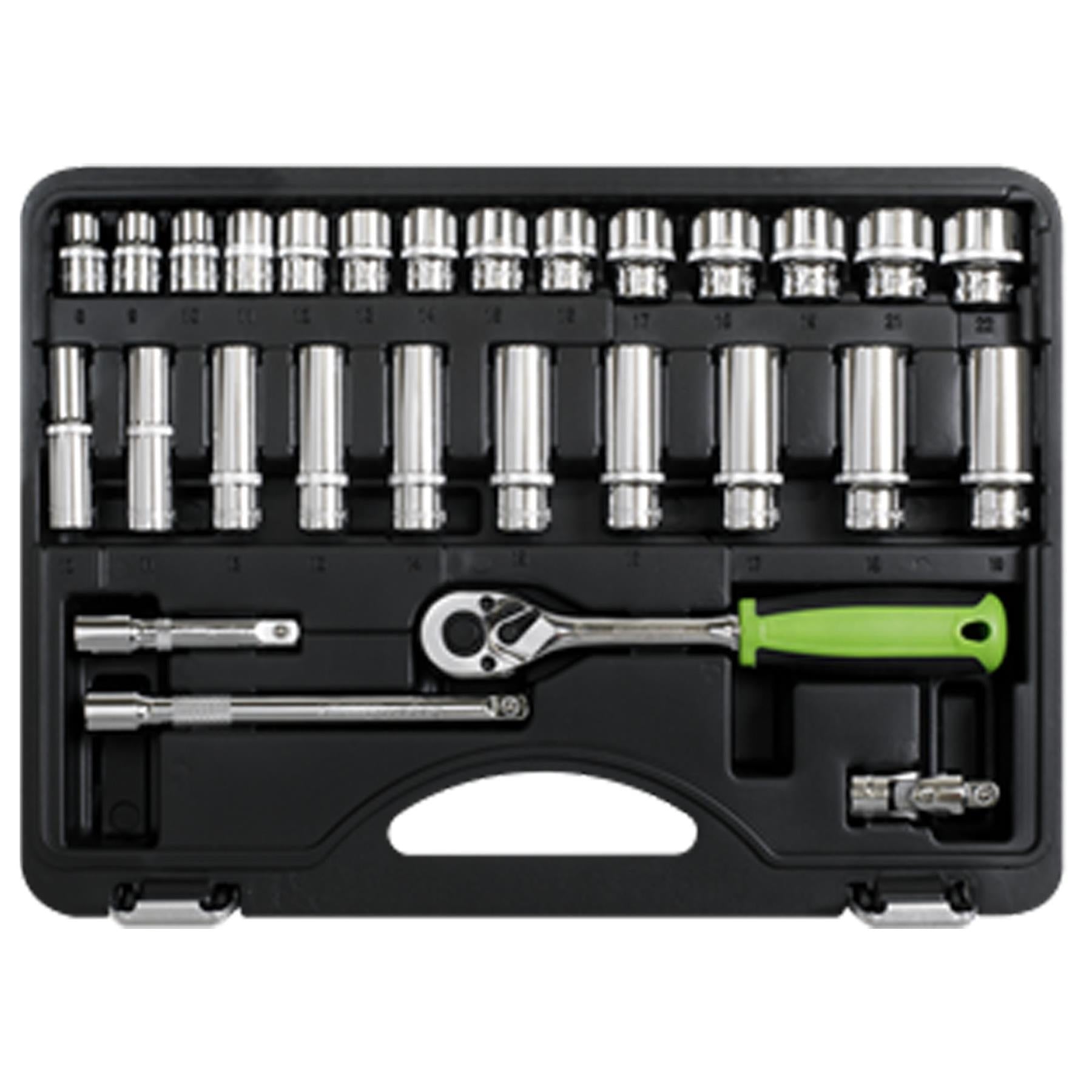 Sealey Socket Set 28pc 3/8"Sq Drive 6pt WallDrive� Metric