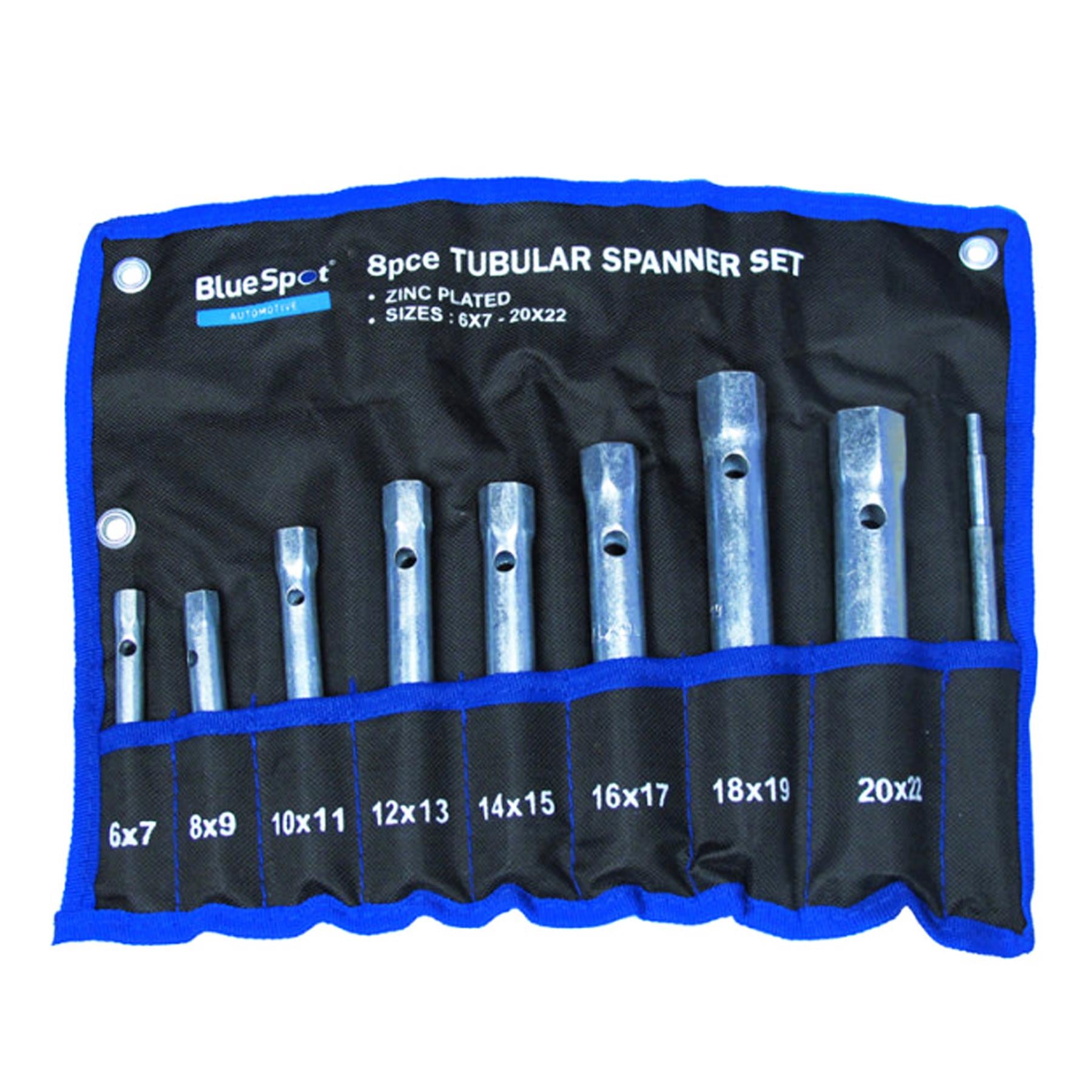 8PC TUBULAR BOX SPANNER BACK NUT TAP WRENCH SET MONOBLOC 6-22mm & NYLON WALLET