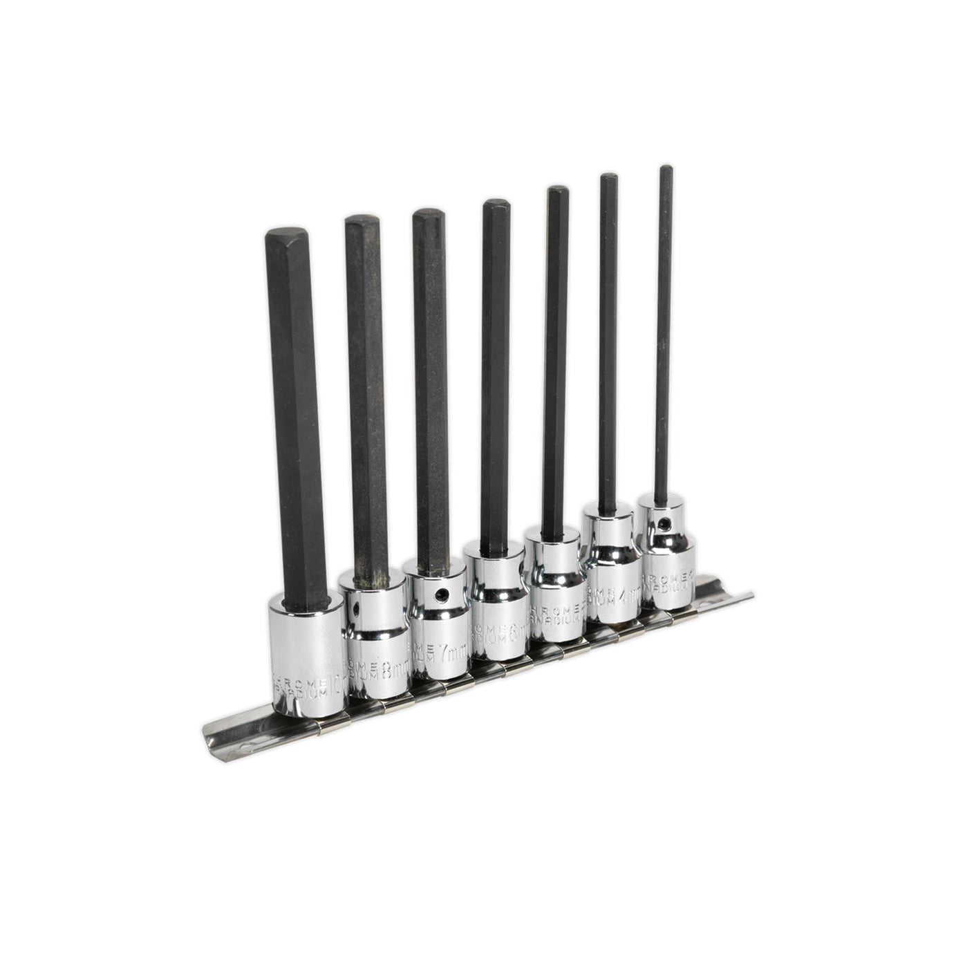 Sealey Hex Socket Bit Set 7pc 3/8"Sq Drive 110mm Metric
