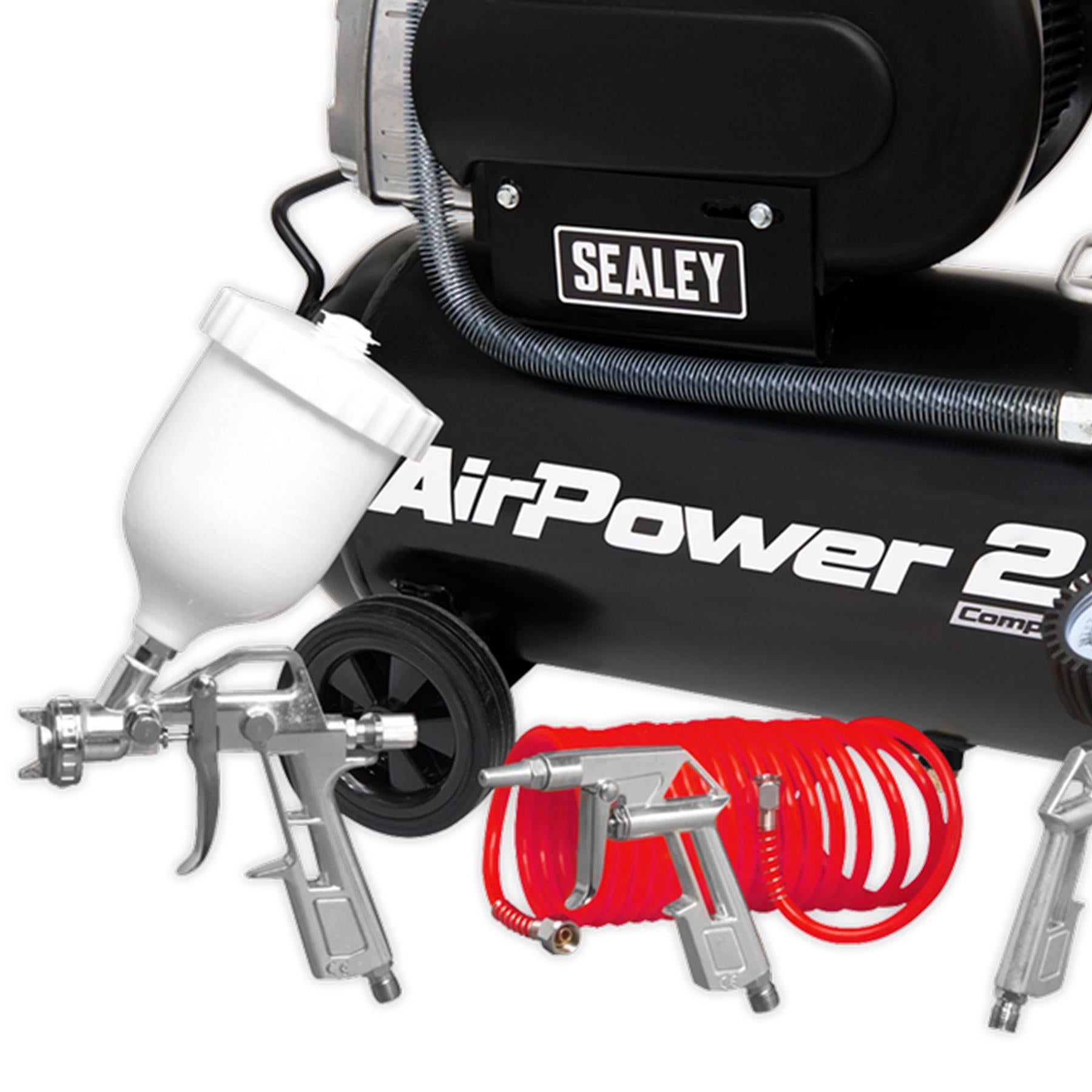 Sealey SAC2420APK Compressor 24L Direct Drive 2hp with 4pc Air Accessory Kit